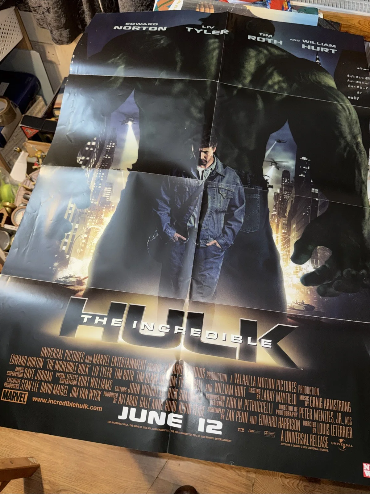 The Incredible Hulk Double Sided Quad Cinema Movie Poster 2008, image 4