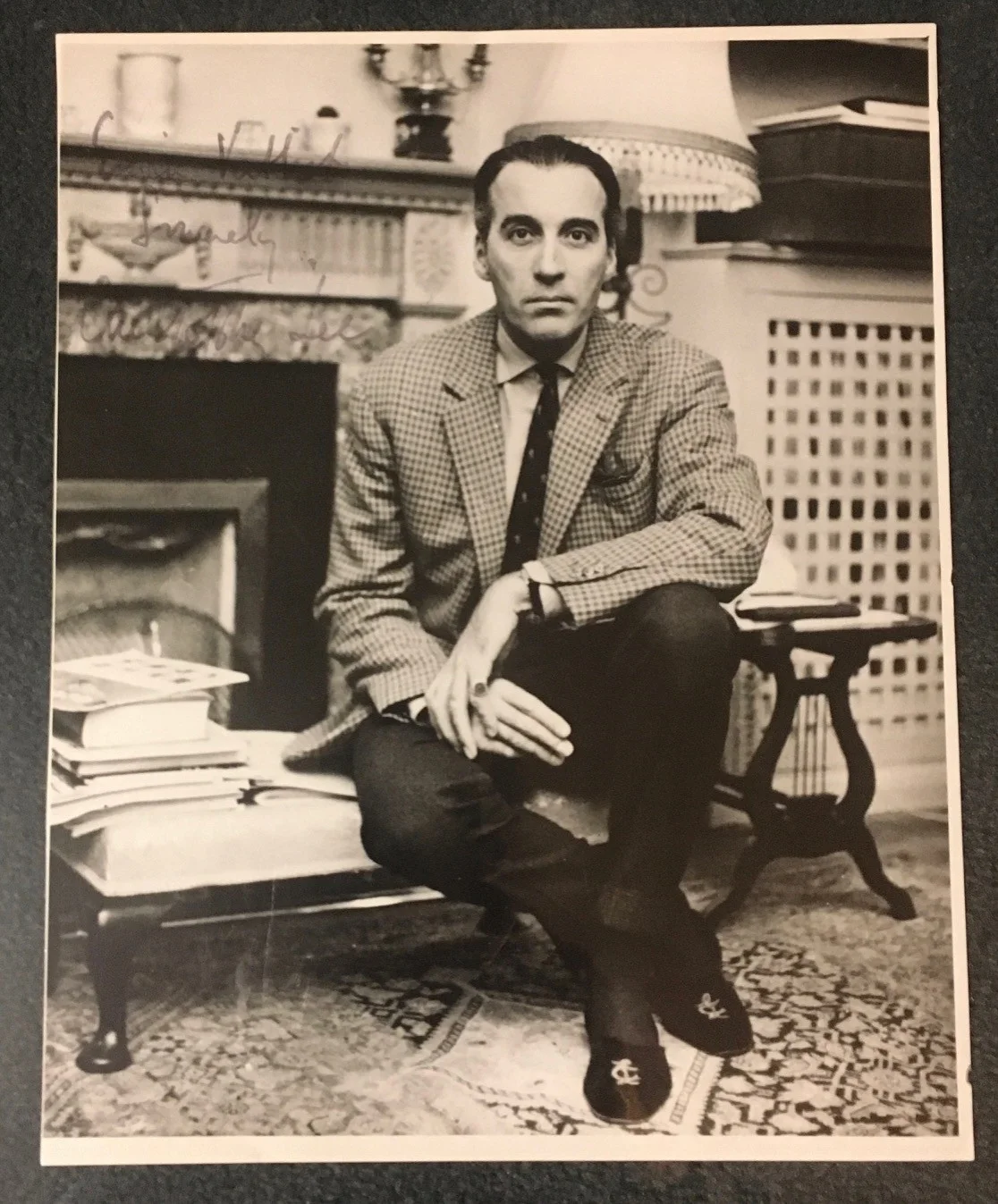 Christopher Lee — CHRISTOPHER LEE 1960's original AUTOGRAPHED 7x9 PHOTO portrait! HAMMER HORROR!