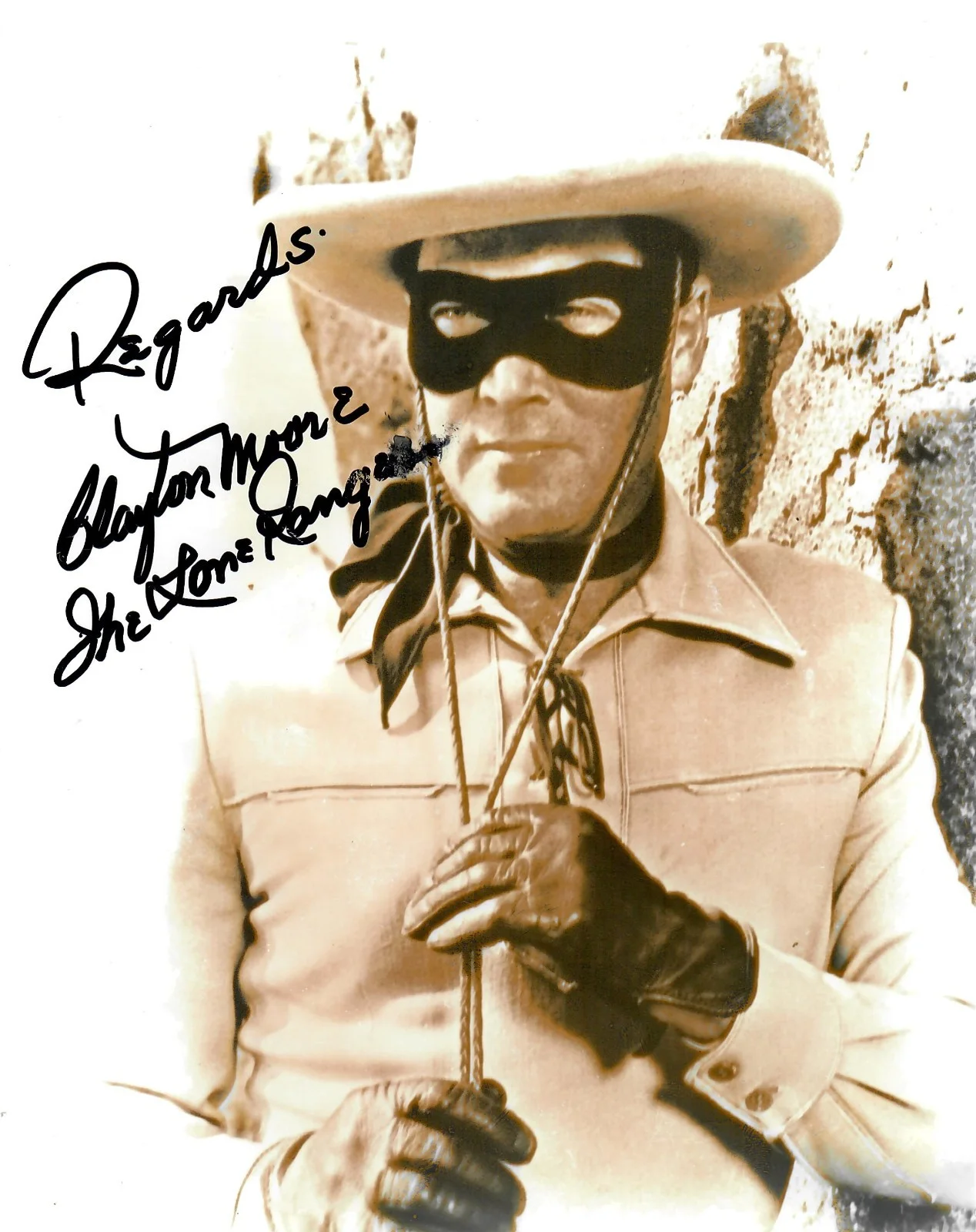 Clayton Moore — The Lone Ranger - Photo Signed by Clayton Moore w/COA