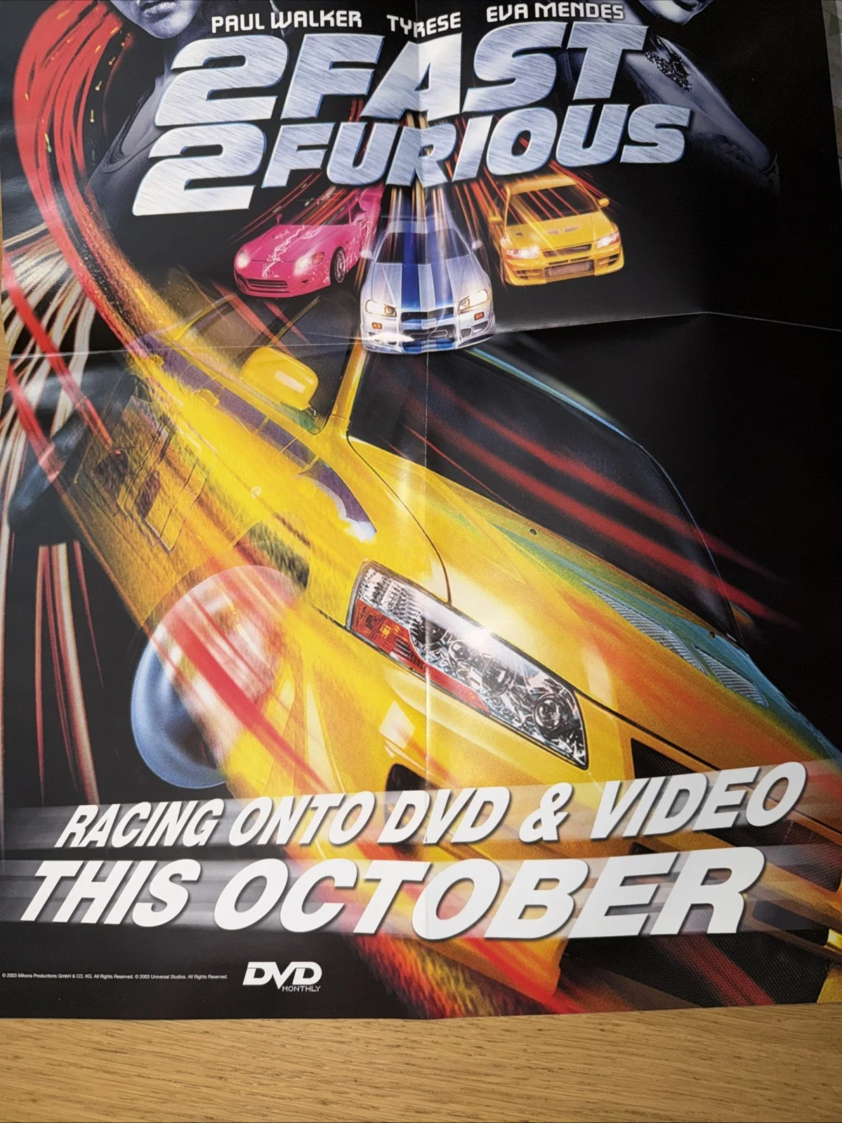 2 FAST 2 FURIOUS Double sided HULK 2003 MOVIE POSTER 22 yrs old, изображение 3
