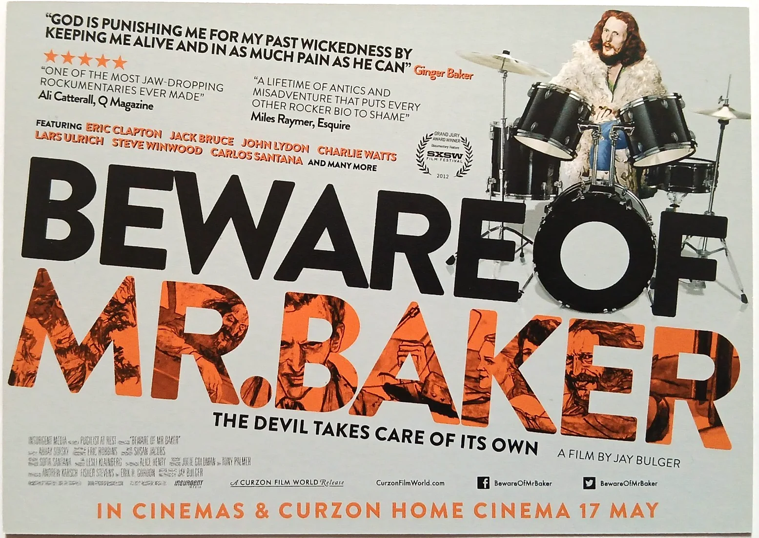 Ginger Baker Beware of Mr Baker Film Postcards x 2 - Cream, изображение 2