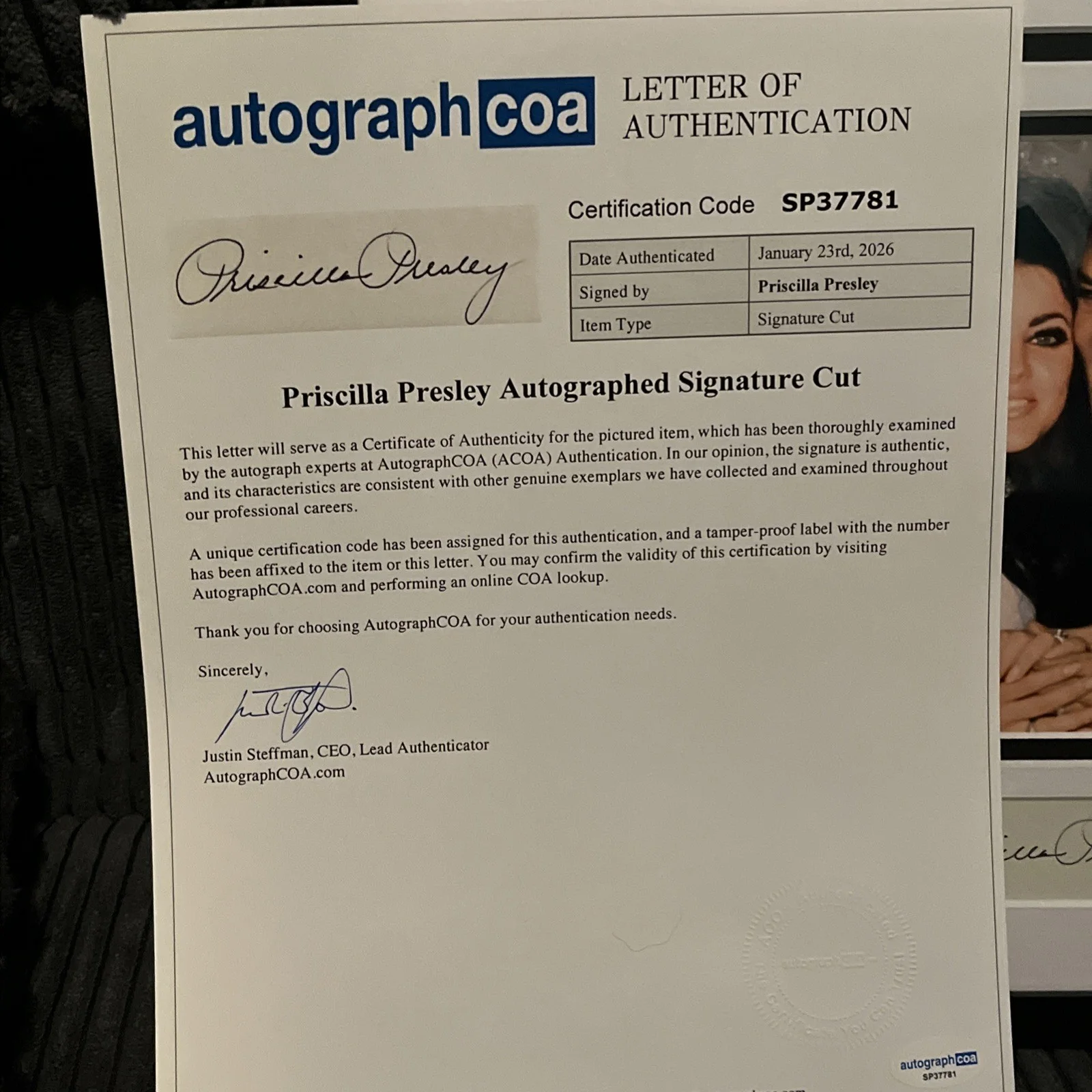 Priscilla Presley — Priscilla Presley Autographed Signed 11x14 Framed Photo Elvis Presley Wife ACOA, изображение 4