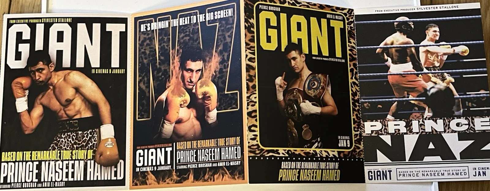 PIERCE BROSNAN-GIANT PROMO FILM POSTCARDs X 5-PRINCE NASEEM HAMED-STALLONE, изображение 2