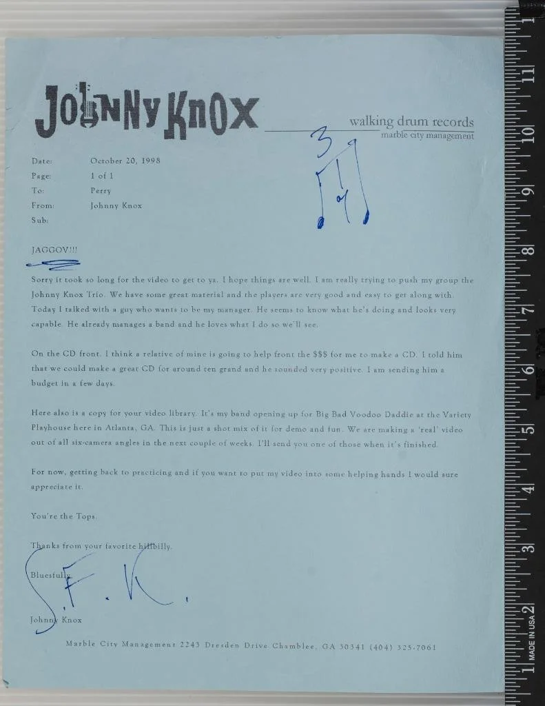 Johnny Knox Autograph Signed Note w/ Promotional Combs, image 2