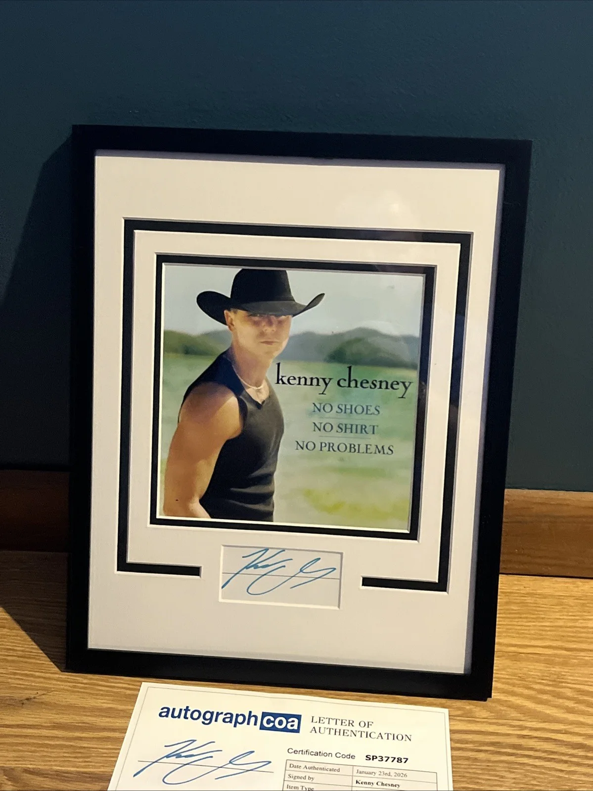 KENNY CHESNEY SIGNED AUTOGRAPH FRAMED 11x14 DISPLAY ACOA MATTE CUT COUNTRY STAR, изображение 3