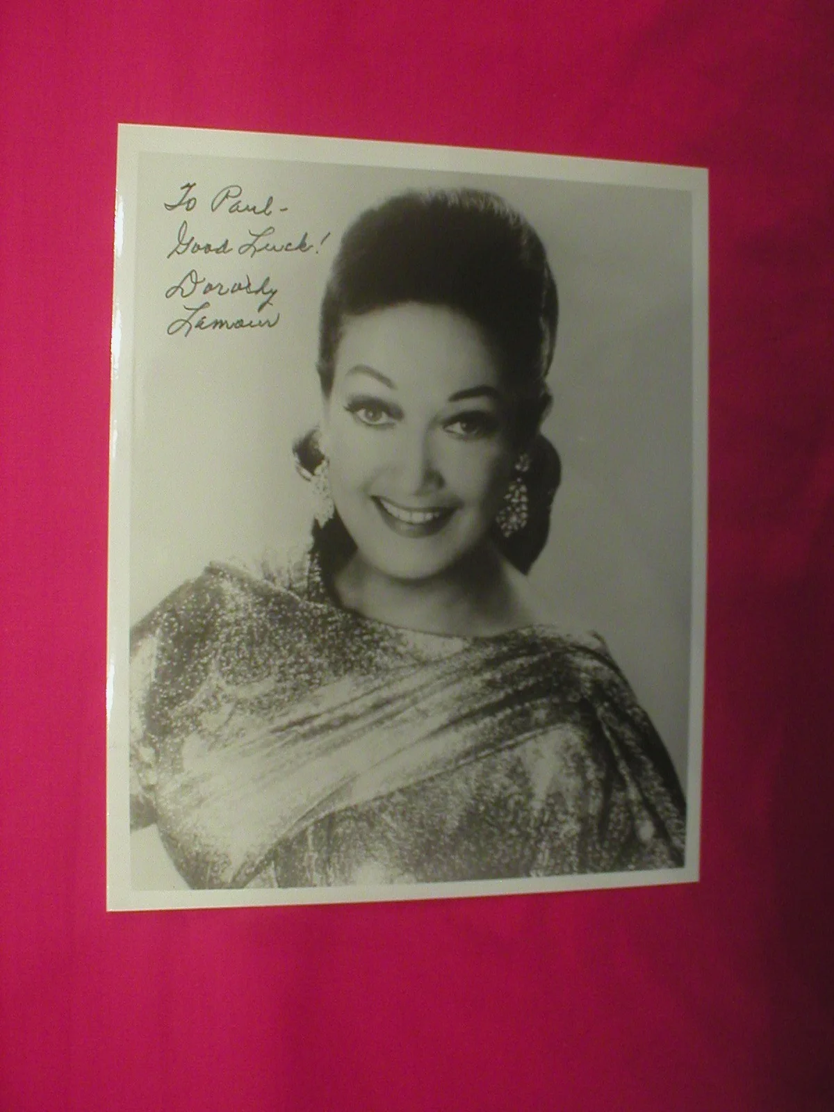 Dorothy Lamour — VINTAGE DOROTHY LAMOUR SIGNED, AUTOGRAPHED & PERSONALIZED 8X10 PHOTO