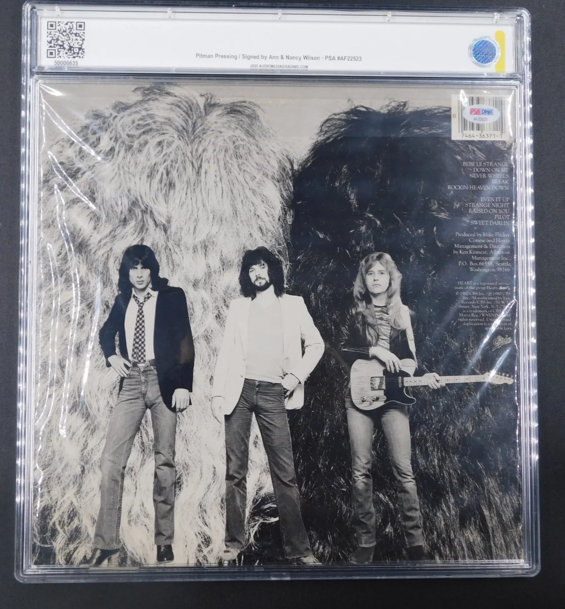 Ann & Nancy Wilson Signed/Graded Heart Bebe Le Strange vinyl record amg 7 PSA, изображение 2