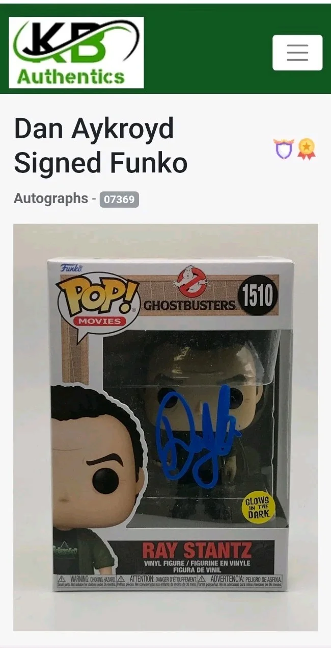 Dan Aykroyd — Dan Aykroyd Autographed Funko Pop Signed #1550 Ray Stanz w/Online COA, image 3