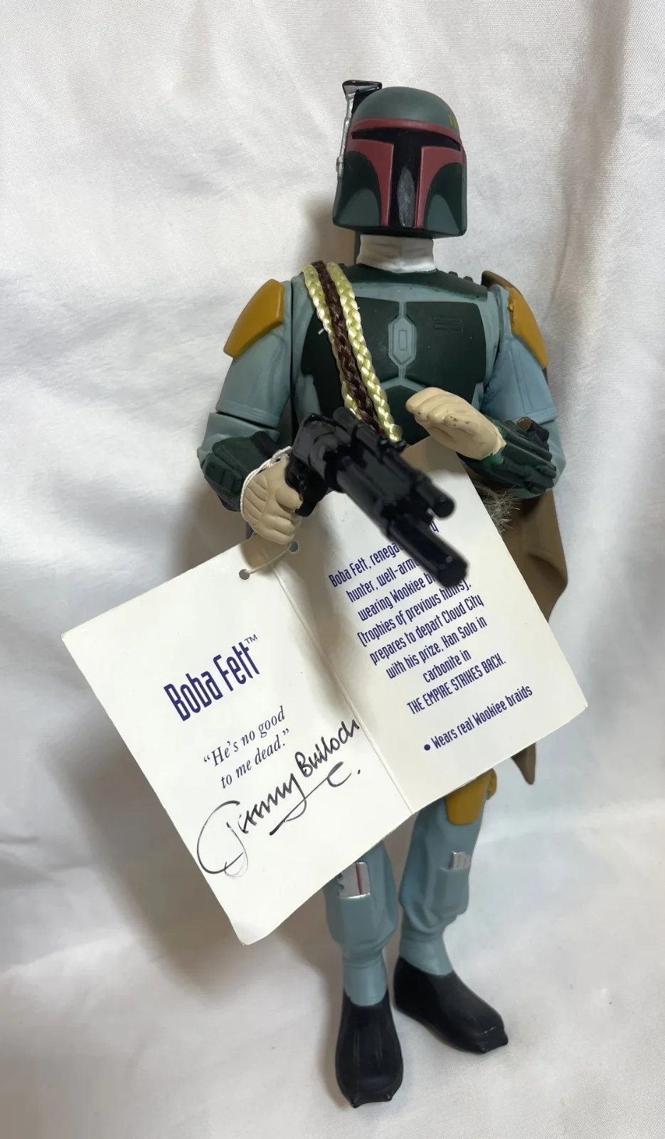 JEREMY BULLOCH — JEREMY BULLOCH BOBA FETT Autograph On Tag & Figure, Applause 10" Star Wars 1996, изображение 2