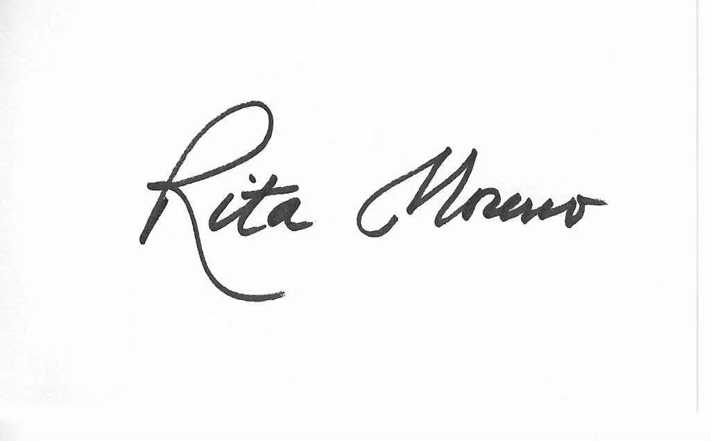Rita Moreno — Rita Moreno Signed 3x5 Index Card - West Side Story - Classic Actress