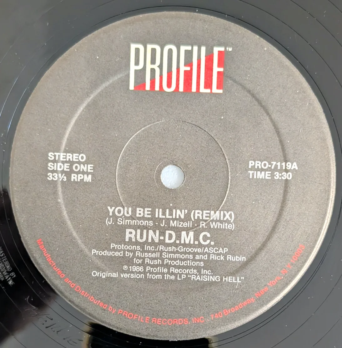 RUN-DMC Mint You Be Illin' Vinyl Profile Record 12" Single Hip Hop Rap Remix, изображение 5