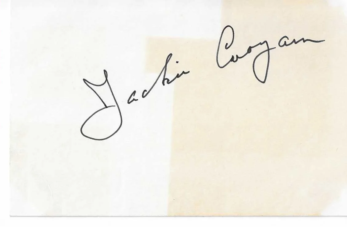 Jackie Coogan — Actor JACKIE COOGAN Signed Index Card ADDAMS FAMILY Guarantee Authentic COA