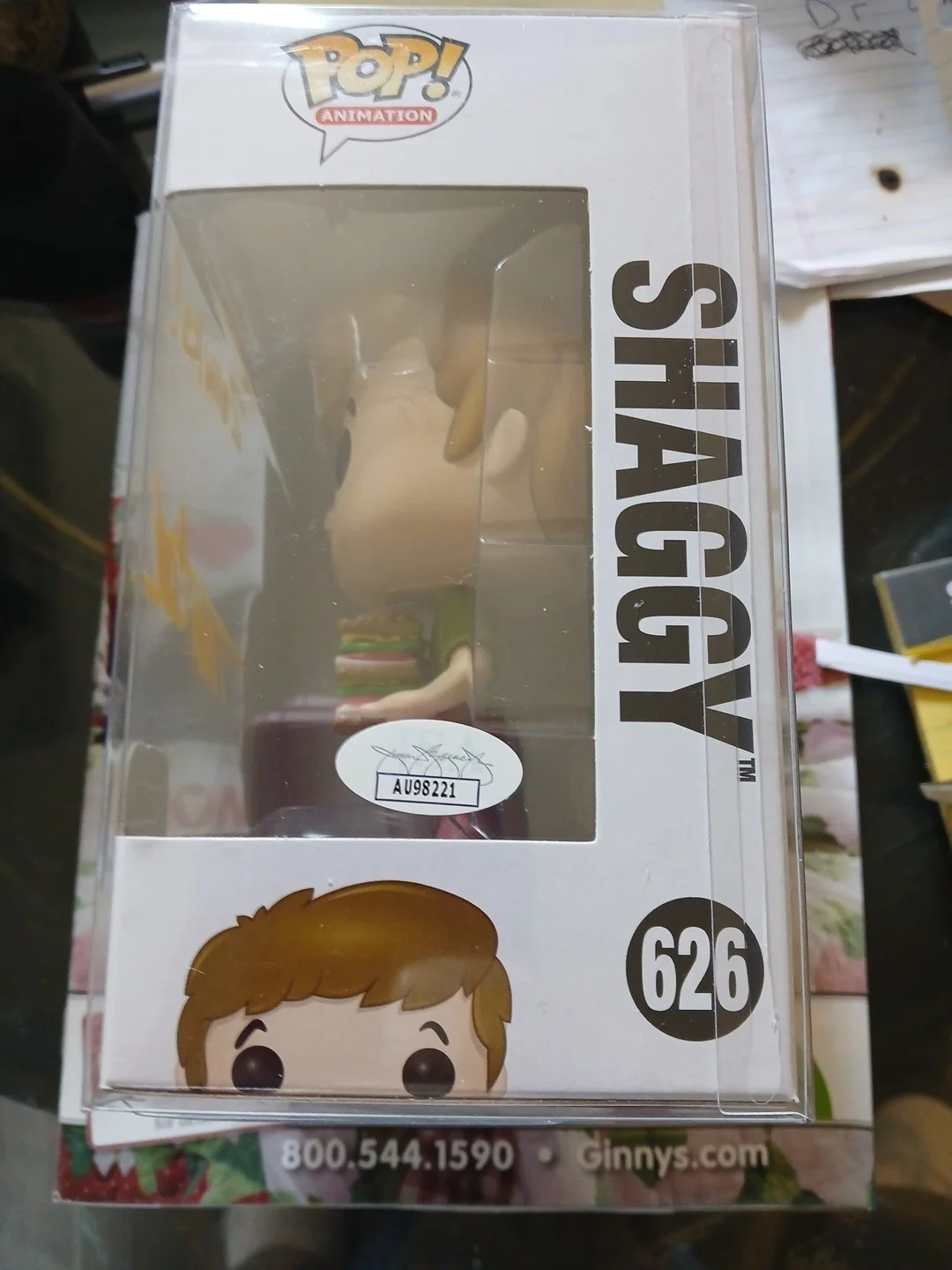 Tom Cook — Scooby doo #626 Shaggy Auto By Tom Cook Vinyl Funko Pop W/COA Inscribed zoinks, image 5
