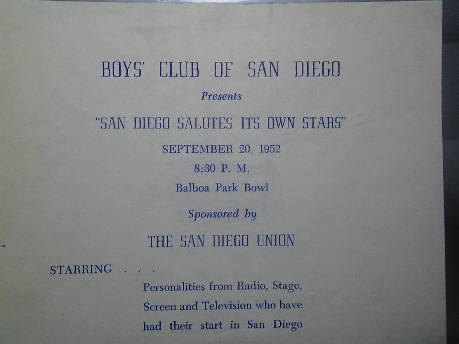 1952 Boys Club of San Diego Program Mickey Rooney Revue Joe E Brown MC, изображение 2