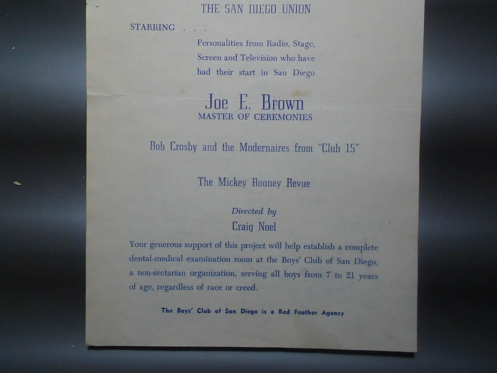 1952 Boys Club of San Diego Program Mickey Rooney Revue Joe E Brown MC, изображение 3