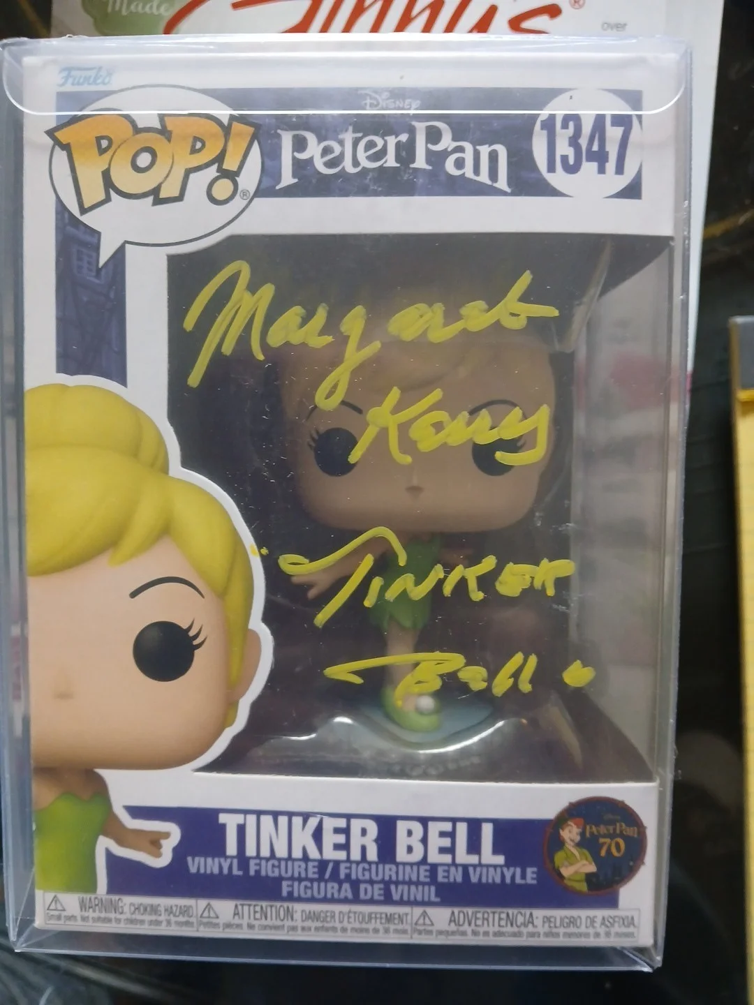 Margaret kerry — Disney's Margaret Kerry Peter pan tinker bell#1347 Autographed Funko Pop/COA, image 2