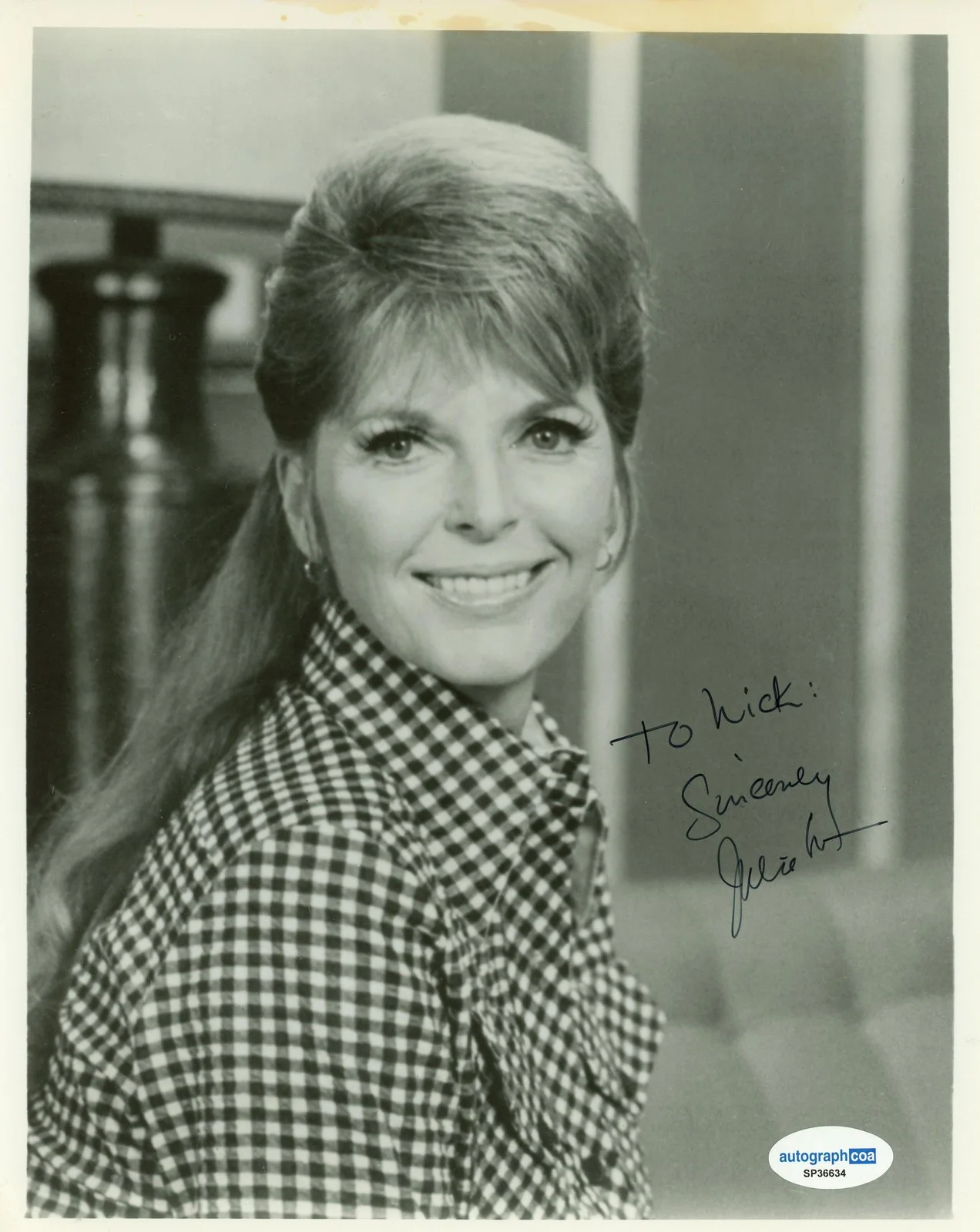 Julie London — Julie London "Emergency!" AUTOGRAPH Signed Autographed 8x10 Photo 'To Nick' ACOA, image 2