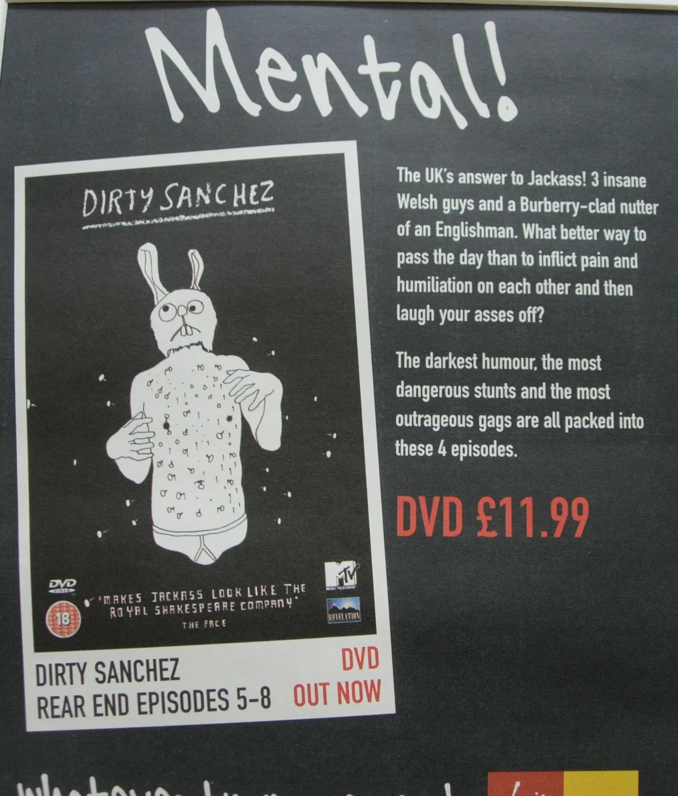 DIRTY SANCHEZ+Rear End+TV+POSTER+AD+CLASSIC FRAMED ORIGINAL 2004+FAST WORLD SHIP, изображение 2