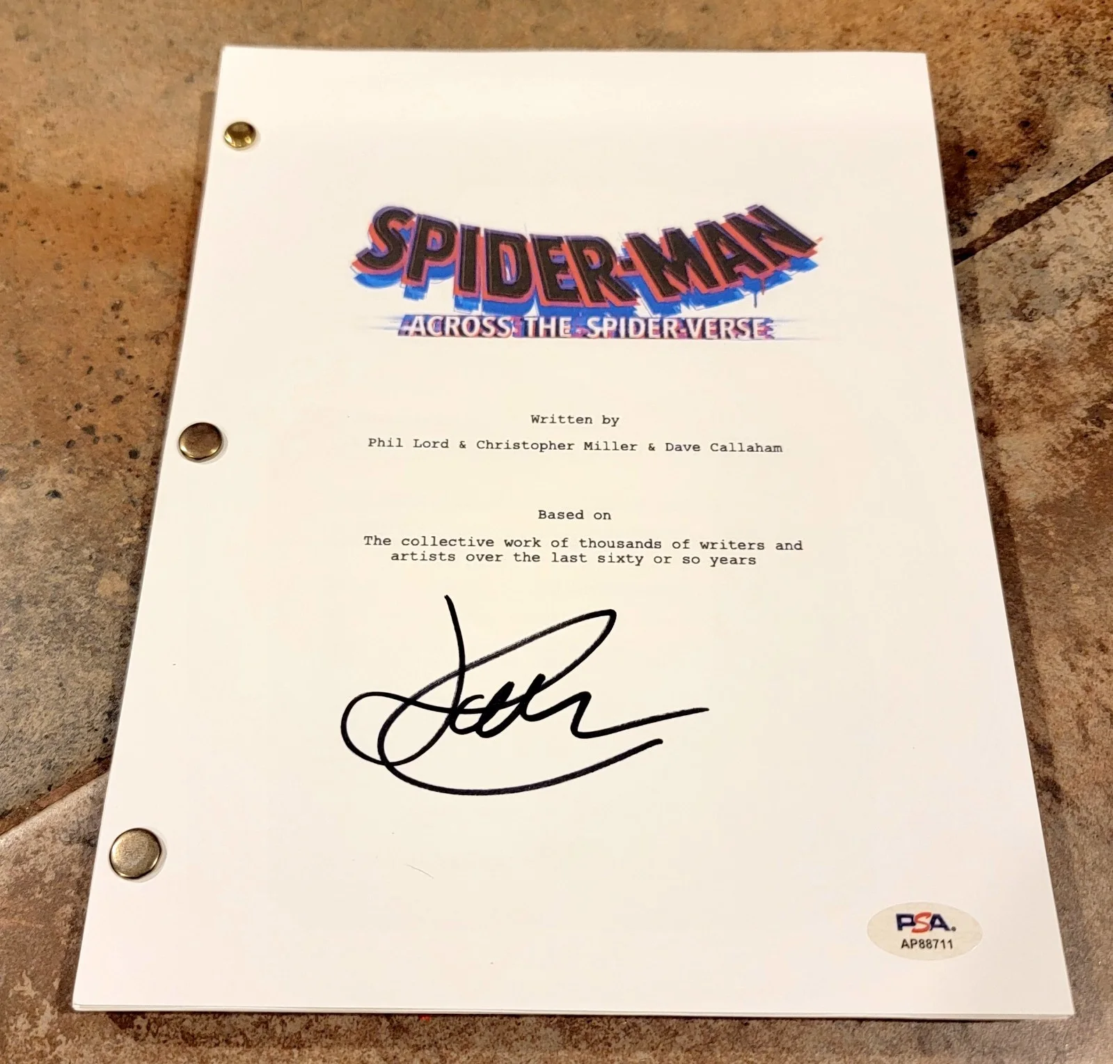 Jack Quaid — Jack Quaid signed Spider-Man Across Spider-Verse movie script full 160 pages PSA