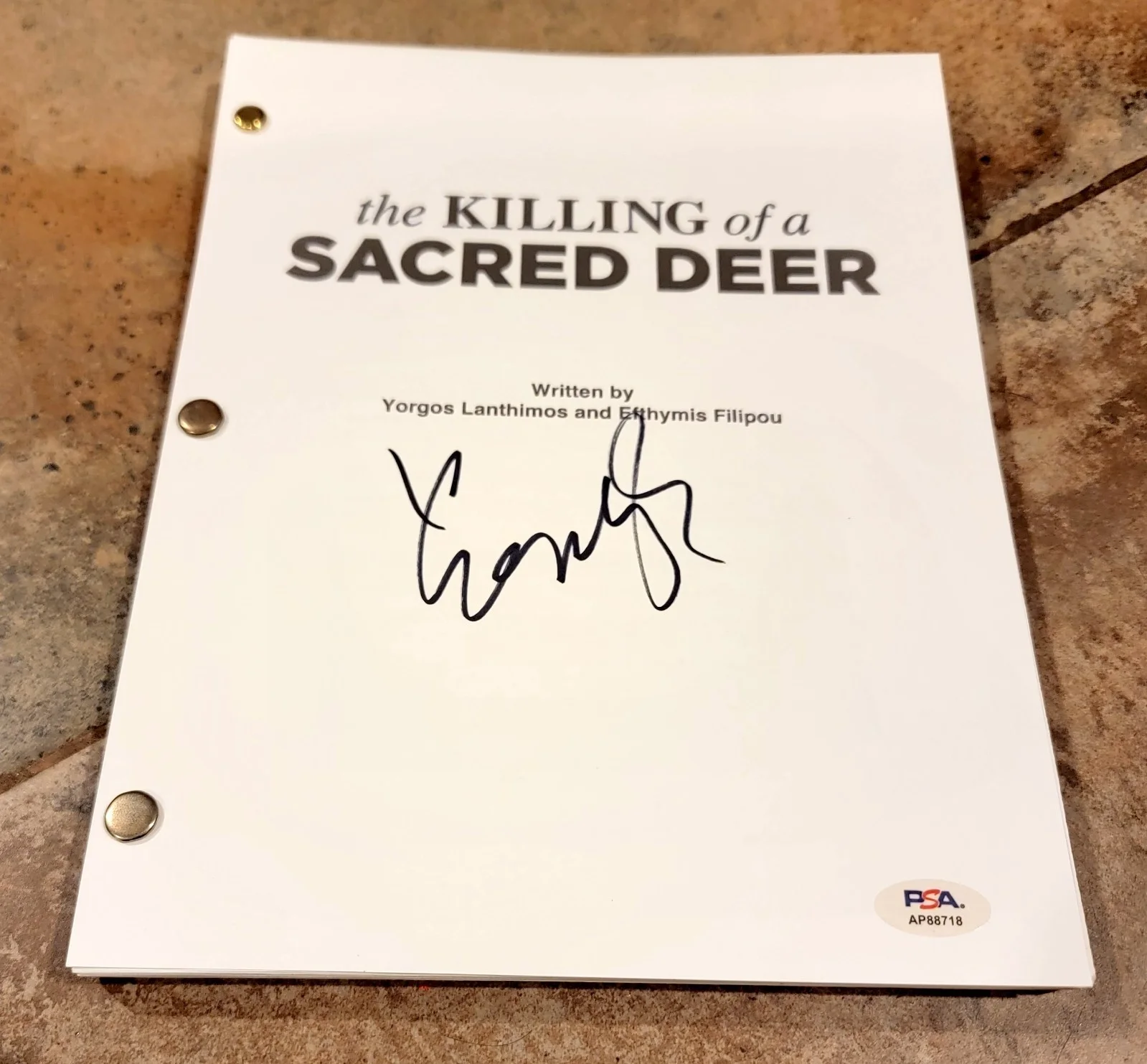 Yorgos Lanthimos — Yorgos Lanthimos signed The Killing Sacred Deer movie script full 90 pages PSA