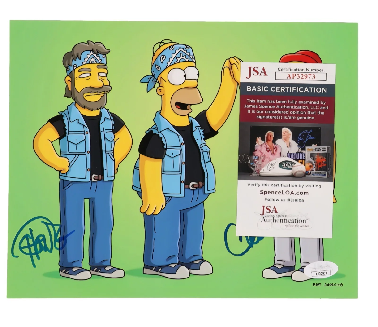CHEECH MARIN, TOMMY CHONG — CHEECH MARIN & TOMMY CHONG Signed The Simpsons 8x10 Photo JSA COA Autograph, image 2