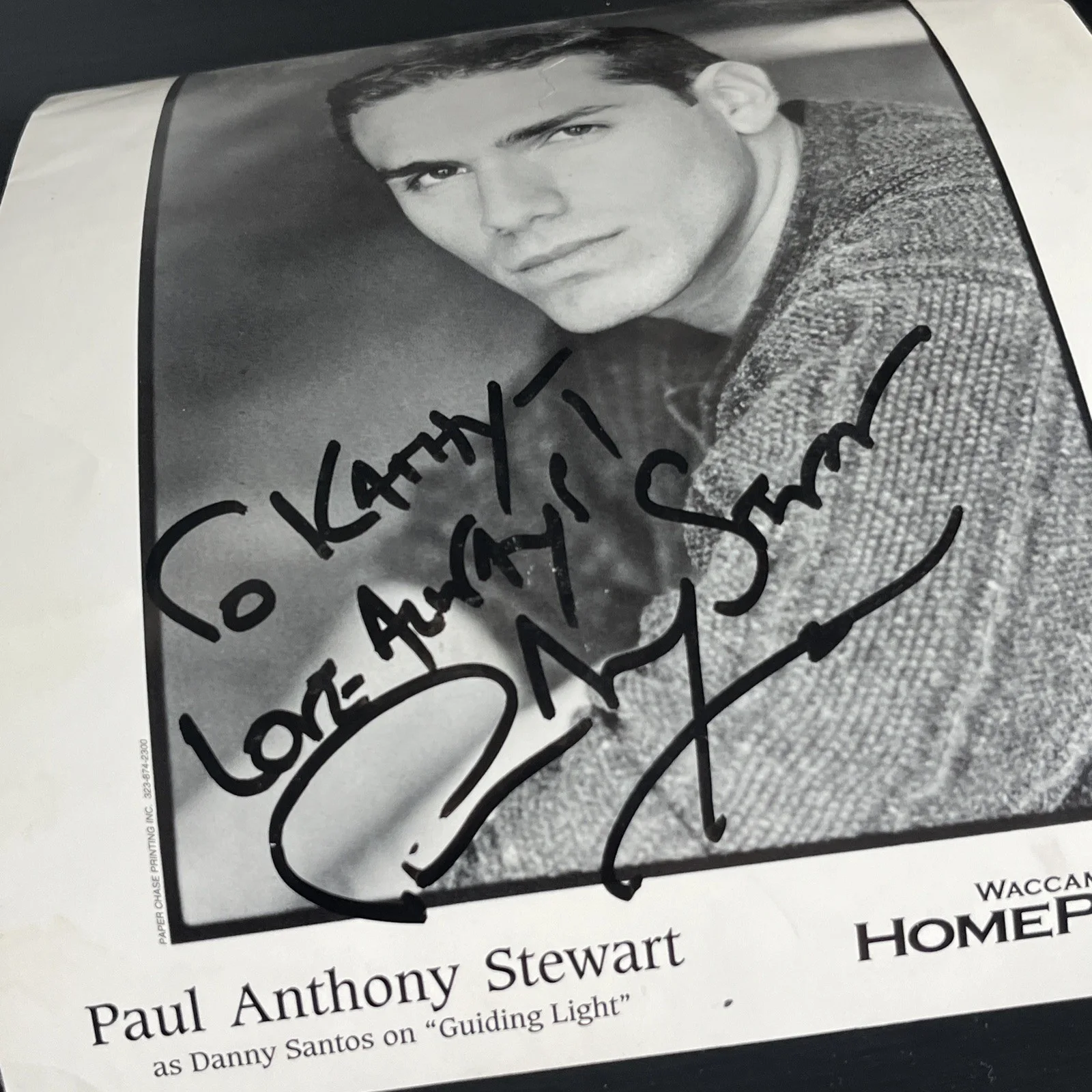 Paul Anthony Stewart Signed Autographed 8x10 b/w Photo Guiding Light, изображение 2
