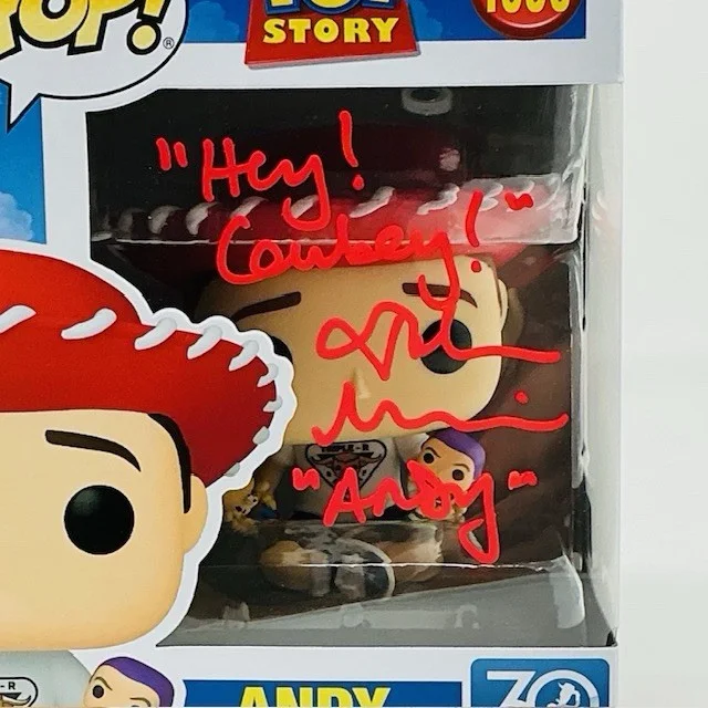 John Morris — John Morris Autographed Signed Andy Pixar Toy Story Funko Pop #1596 OC Marketing, изображение 2