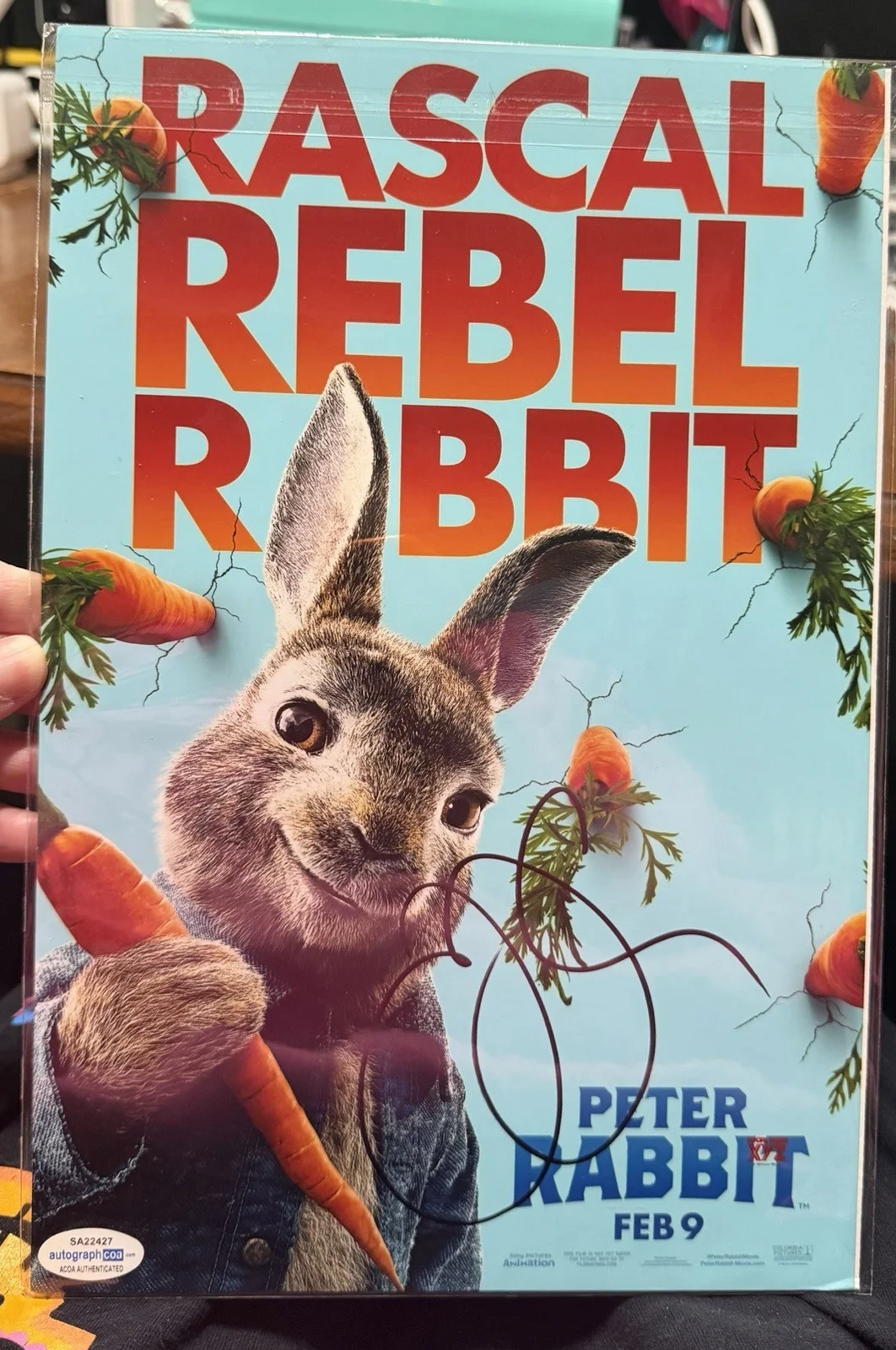 James Corden — James Corden Peter Rabbit autographed photo signed 12x8 ACOA