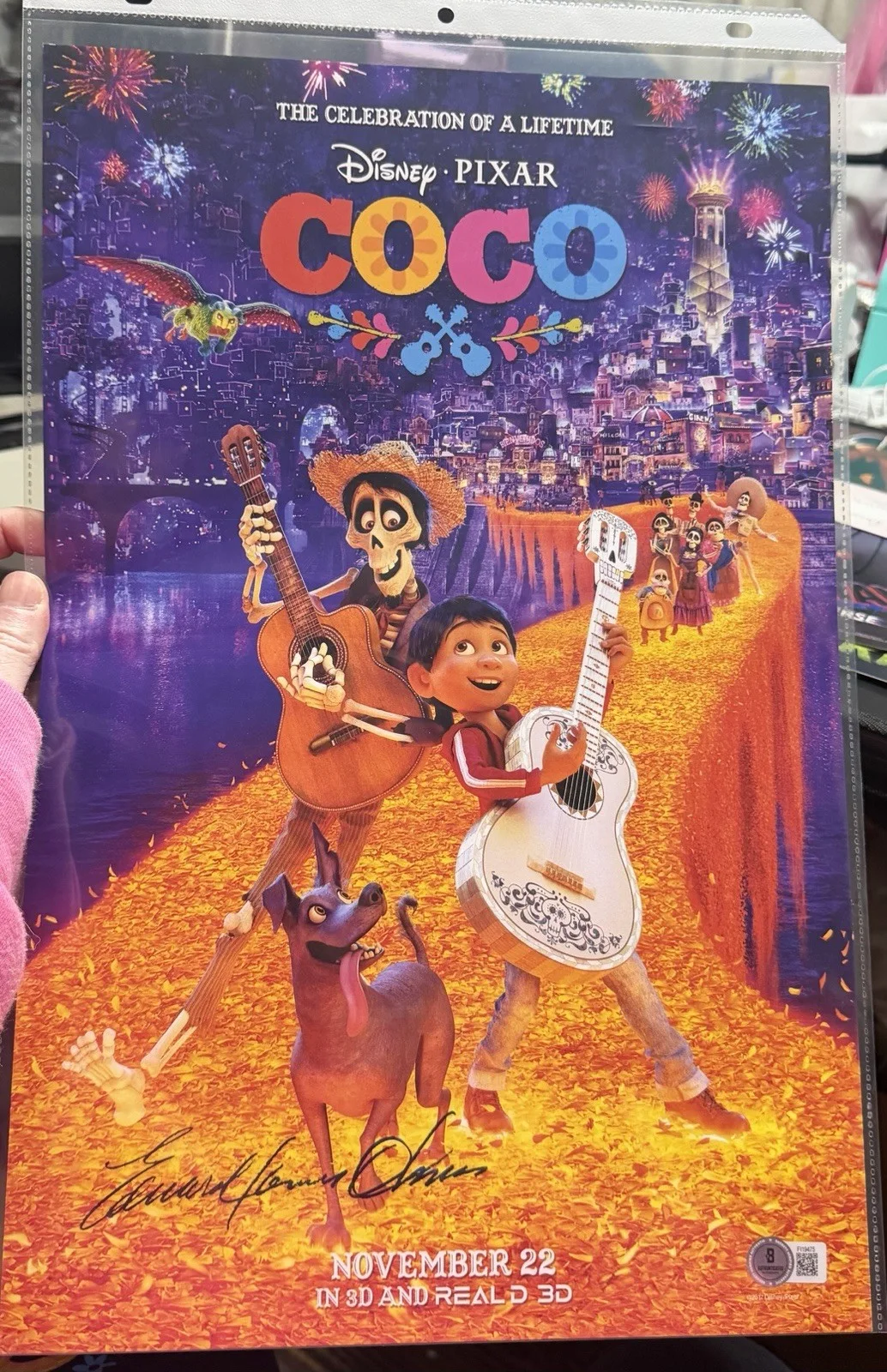 Edward Janes Olmos — Edward James Olmos Signed Autographed 17x11 Coco Disney Pixar Photo Beckett COA