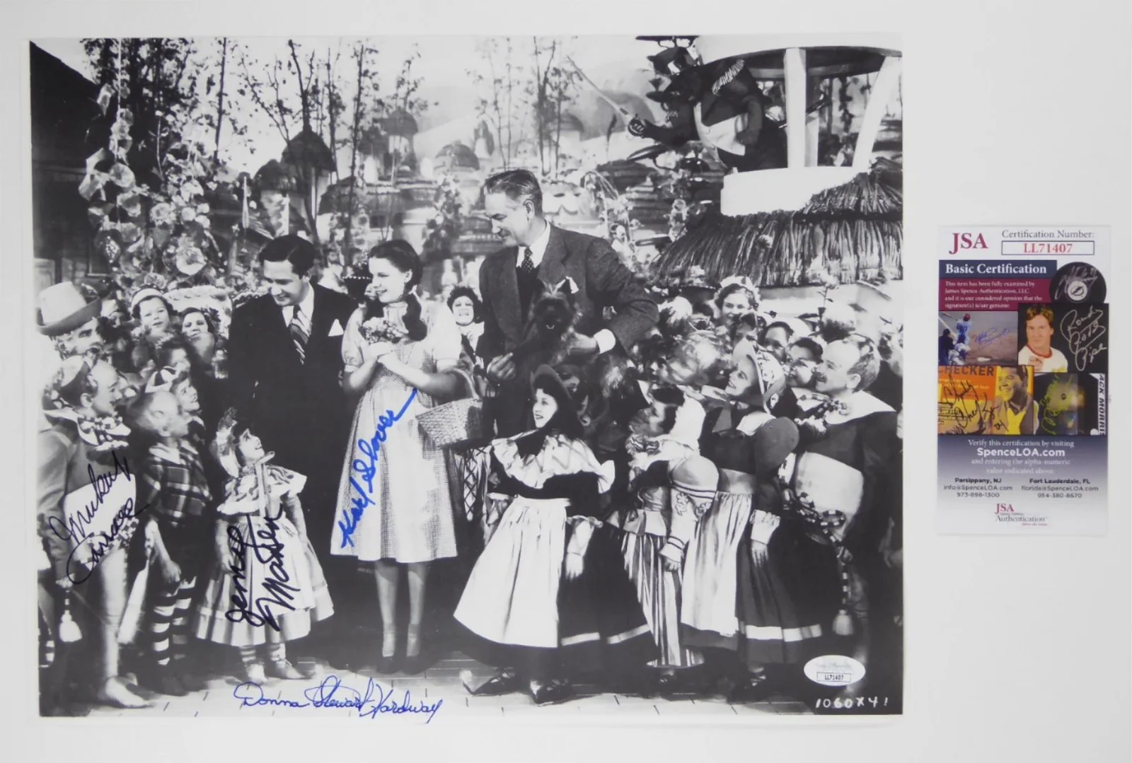 Mickey Carroll — Wizard Of Oz Signed 11x14 Photo Mickey Carroll Jerry Maren Slover +1 JSA COA