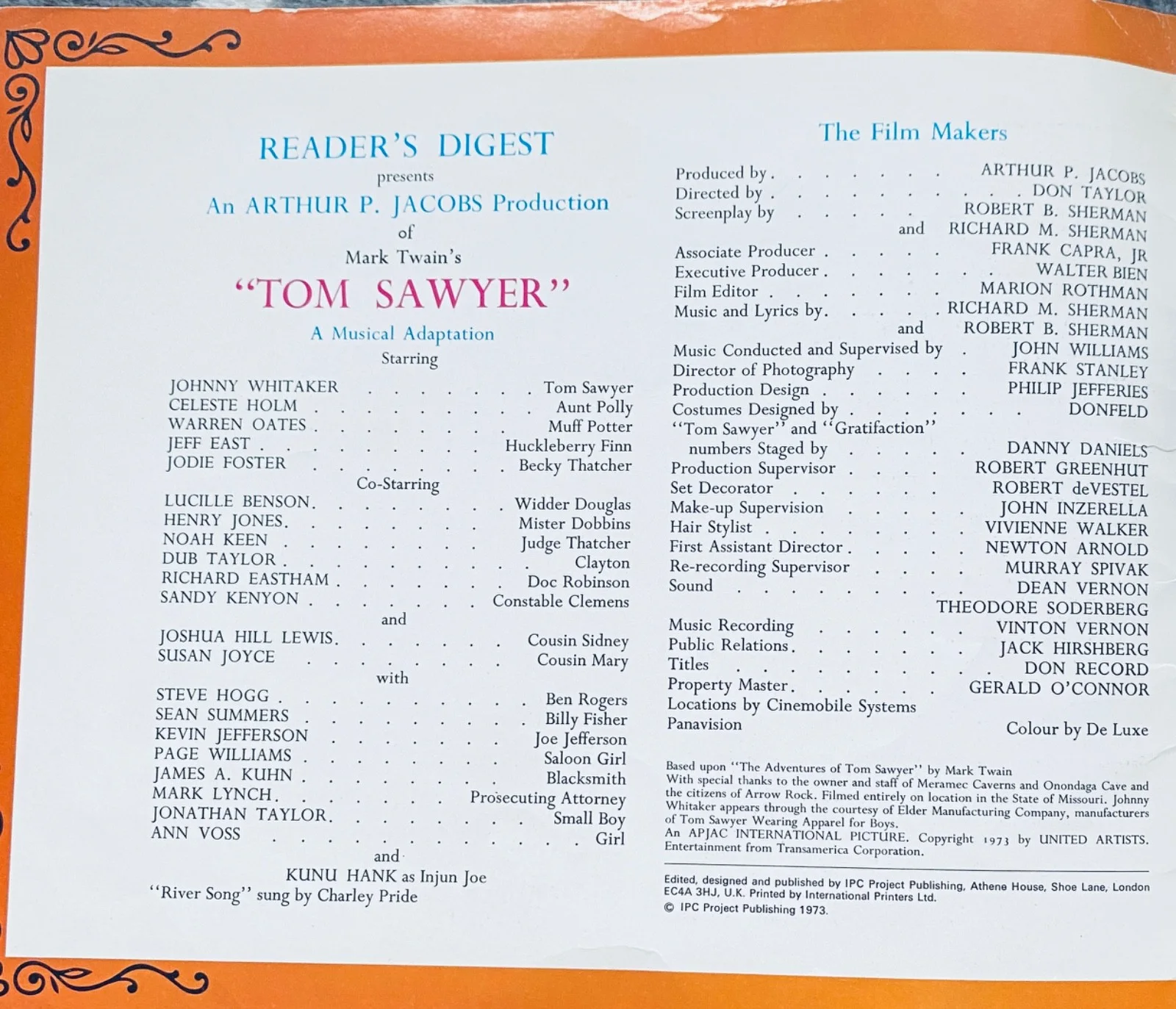 Original 1973 Tom Sawyer The Musical Promotional Film Book, изображение 2