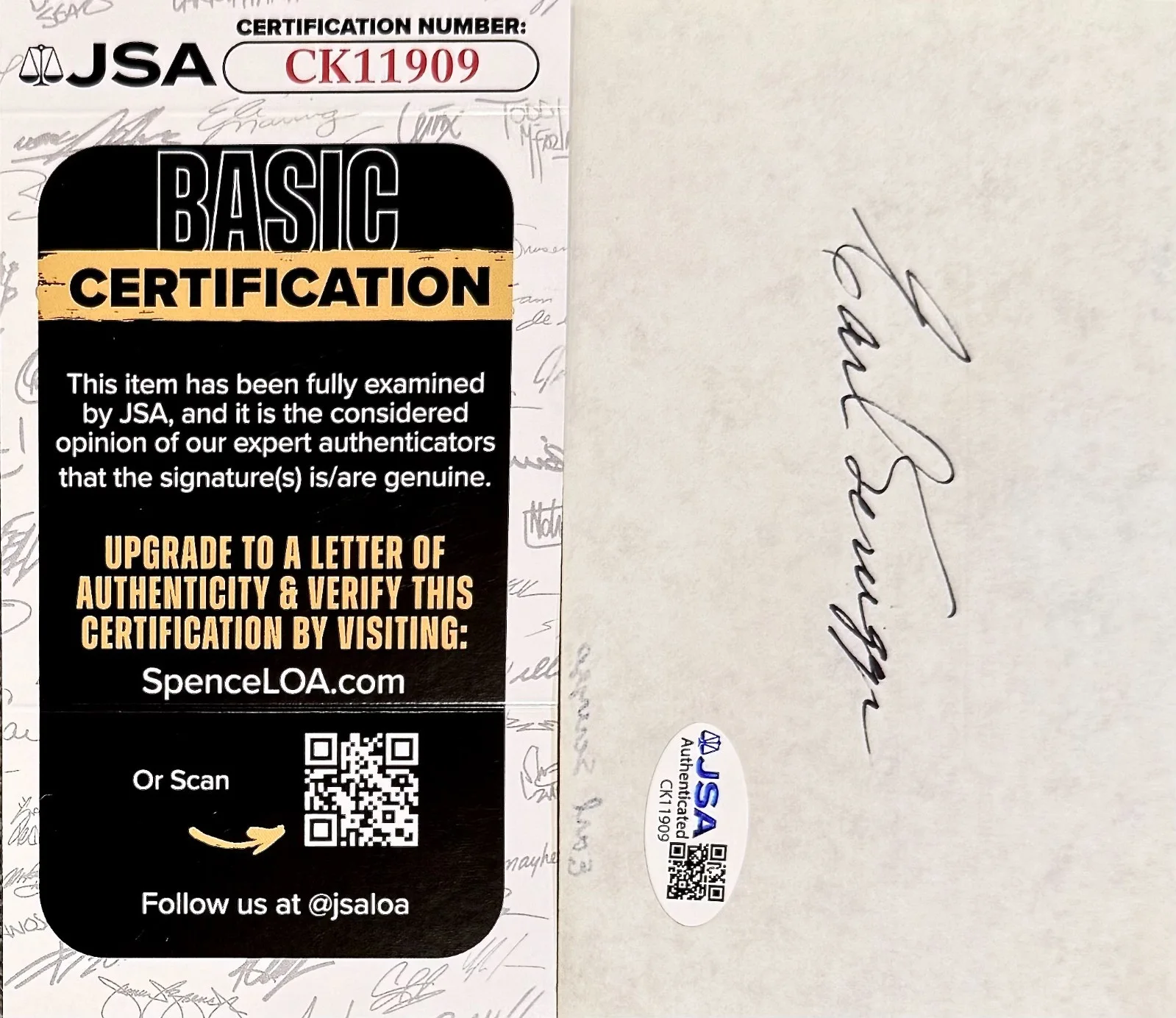 EARL SCRUGGS Autographed Signed 3" x 5" ALBUM PAGE Bluegrass Music JSA CERTIFIED, изображение 2