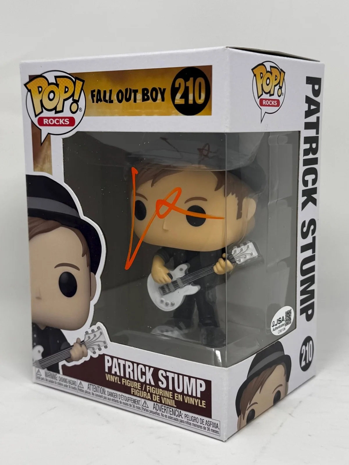 Patrick Stump Fall Out Boy Signed Autograph Funko Pop Rocks #210 Figure JSA COA, image 2