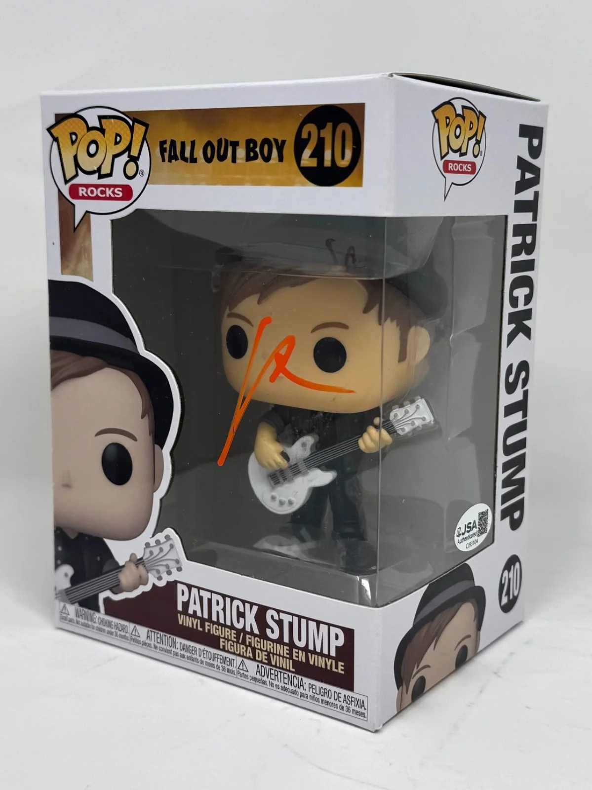 Patrick Stump Fall Out Boy Signed Autograph Funko Pop Rocks #210 Figure JSA COA, image 5