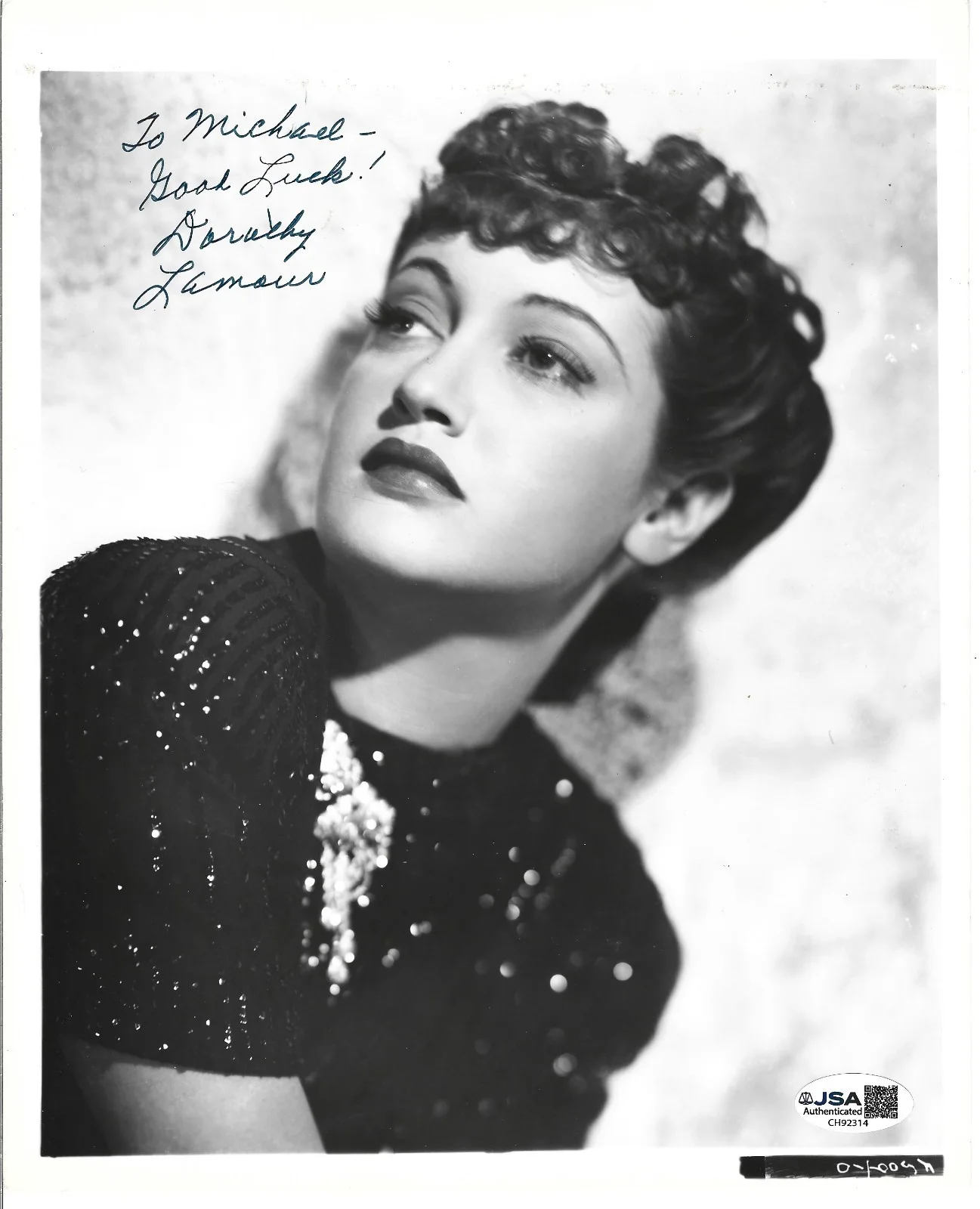 Dorothy Lamour — Dorothy Lamour hand SIGNED Promo Photo JSA COA Autographed Bob Hope Bing Crosby