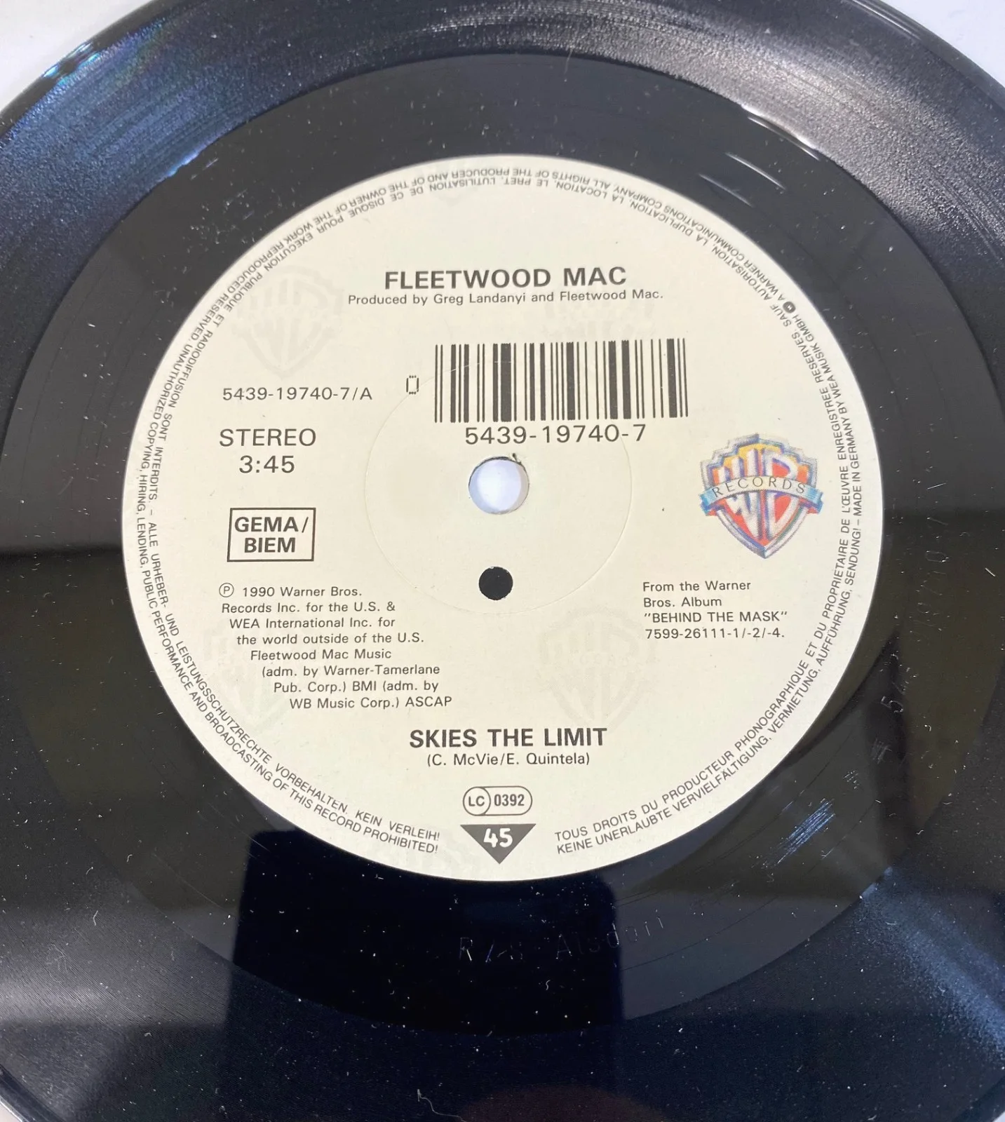 1990 Fleetwood Mac Skies The Limit 45 Signed By 6 Stevie Nicks Christine McVie, изображение 3