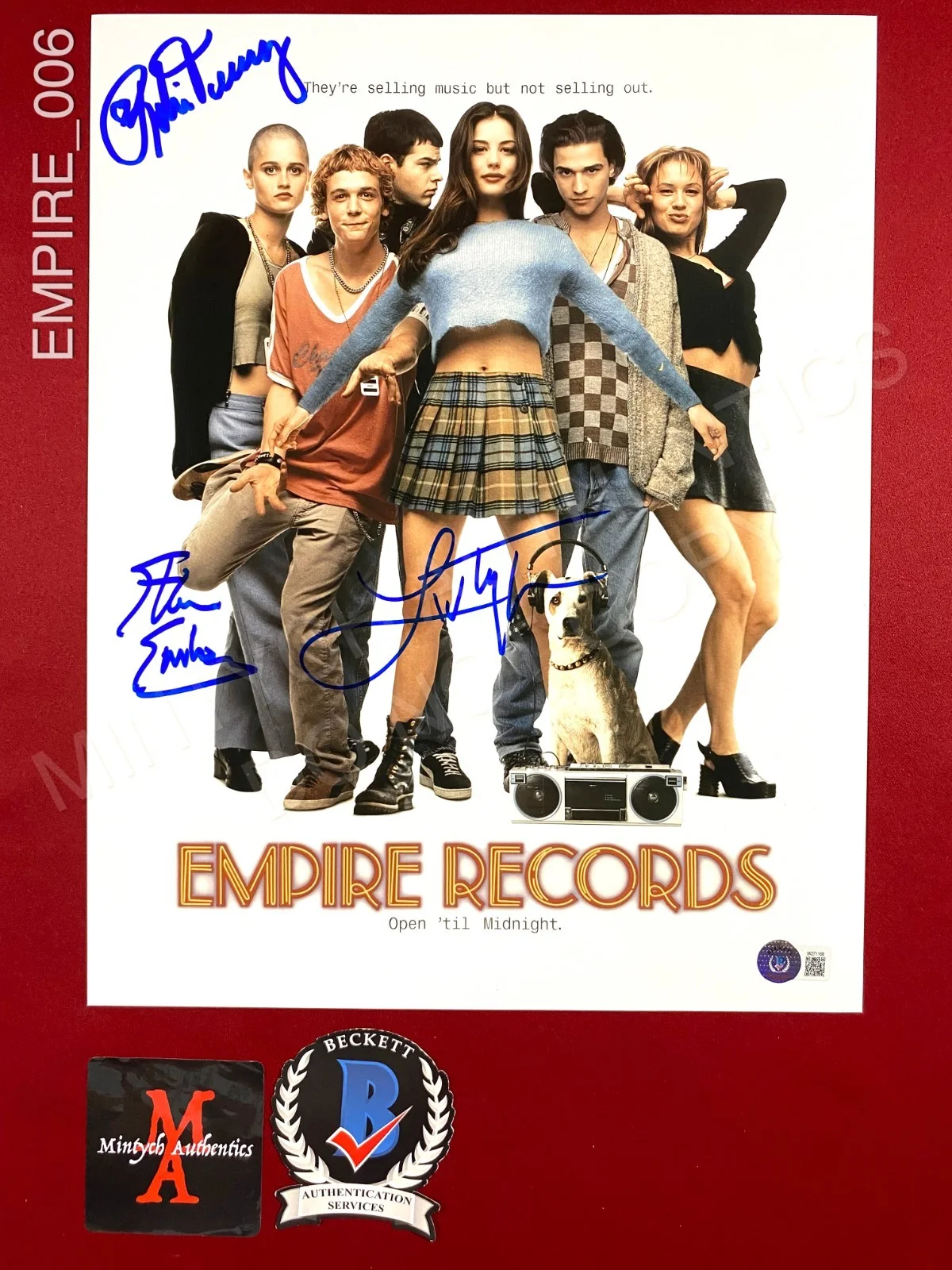 Liv Tyler, Robin Tunney, Ethan Embry — Liv Tyler Robin Tunney Ethan Embry Empire Records cast signed 11x14 photo