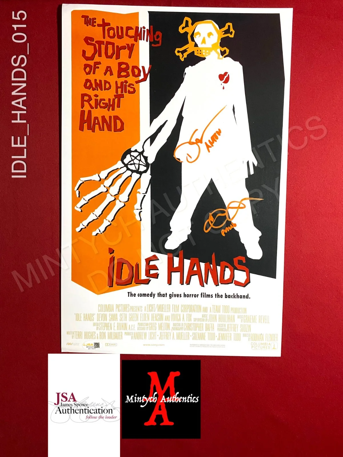 Elden Henson, Devon Sawa — Elden Henson Devon Sawa dual signed 11x17 photo Idle Hands JSA COA