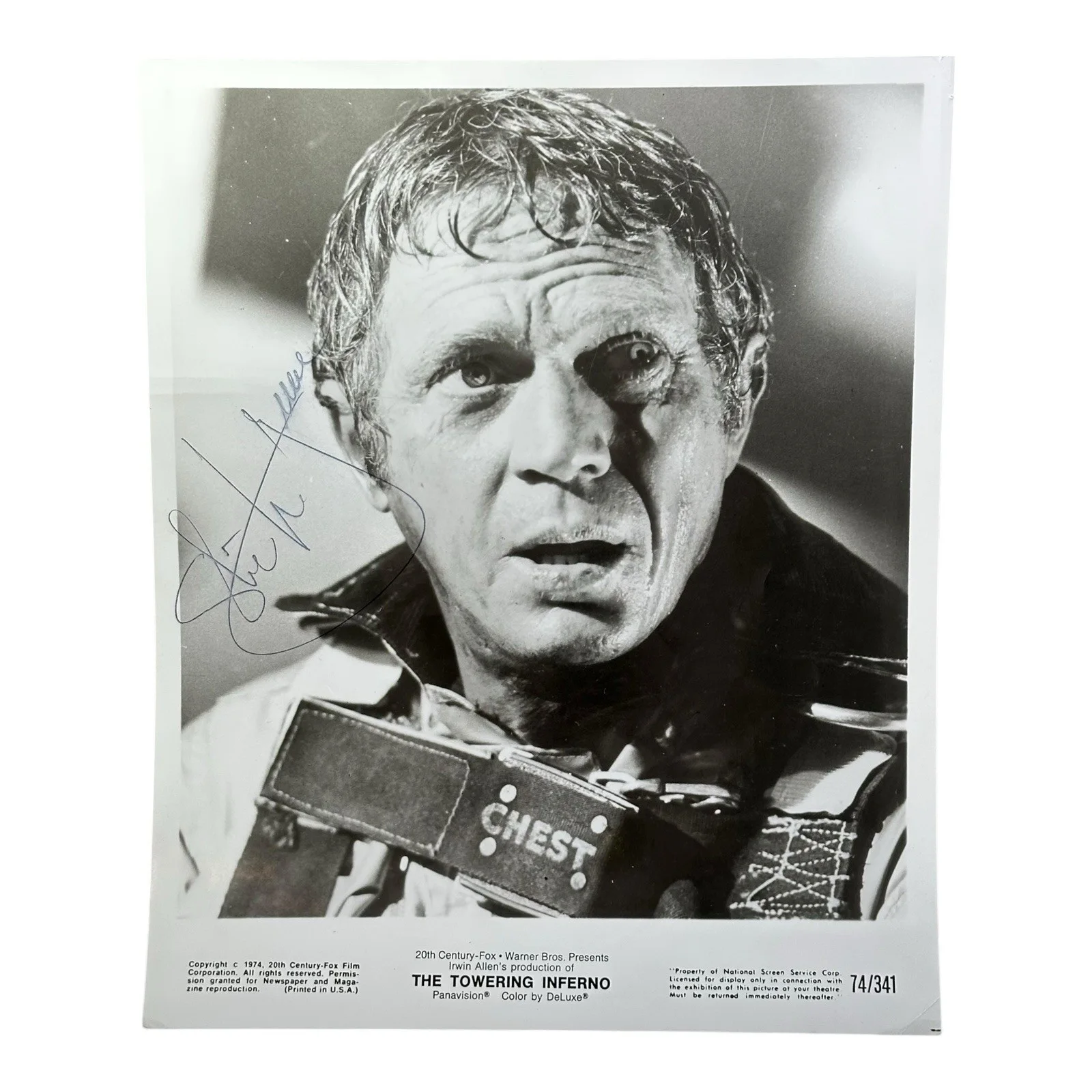 Steve McQueen — STEVE McQUEEN Signed Autograph The Towering Inferno Movie Publicity Press Photo, изображение 3