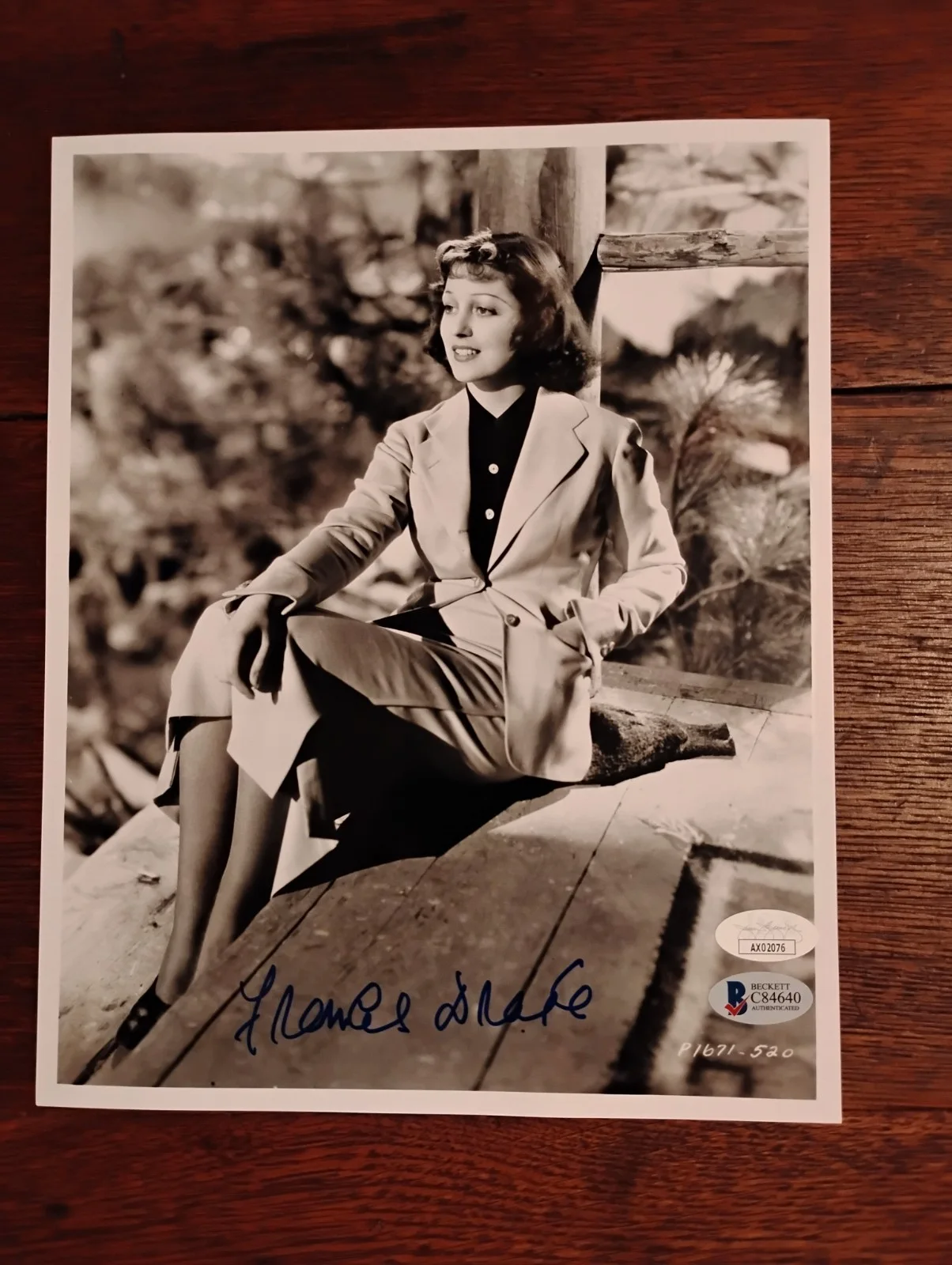 Frances Drake — Vintage Frances Drake Actress Signed Photo Dual COA JSA / Beckett