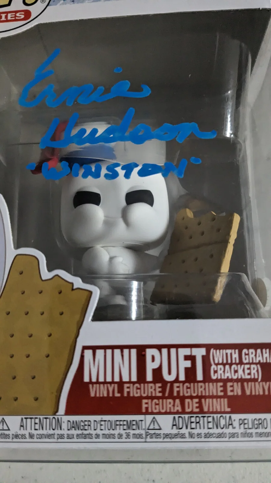 Ernie HUDSON Signed Funko POP Ghostbusters STAY PUFT Marshmallow Winston JSA B, image 2