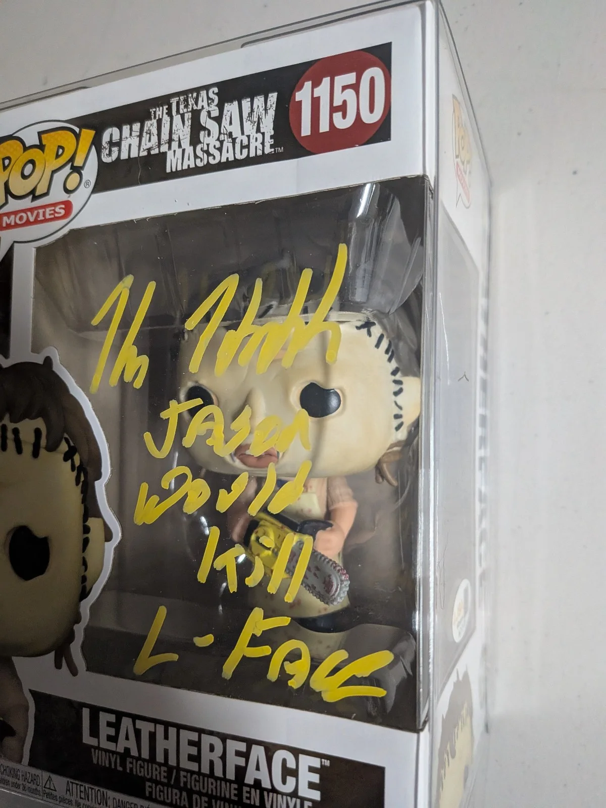 KANE HODDER Signed Funko Pop Figure TTCSM Jason Kill Leatherface Quote JSA QR, image 2