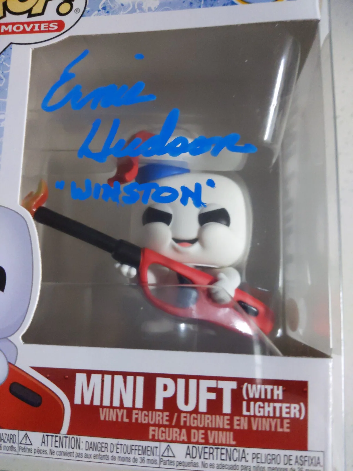 Ernie HUDSON Signed Funko POP Ghostbusters STAY PUFT Marshmallow Winston JSA A, image 2