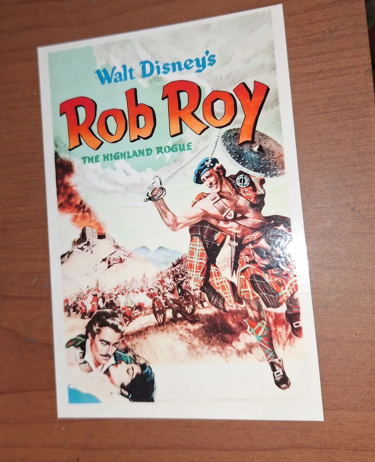 Disney Style "Rob Roy: The Highland Rogue" 1953 Premium Reproduction Postcard, image 2