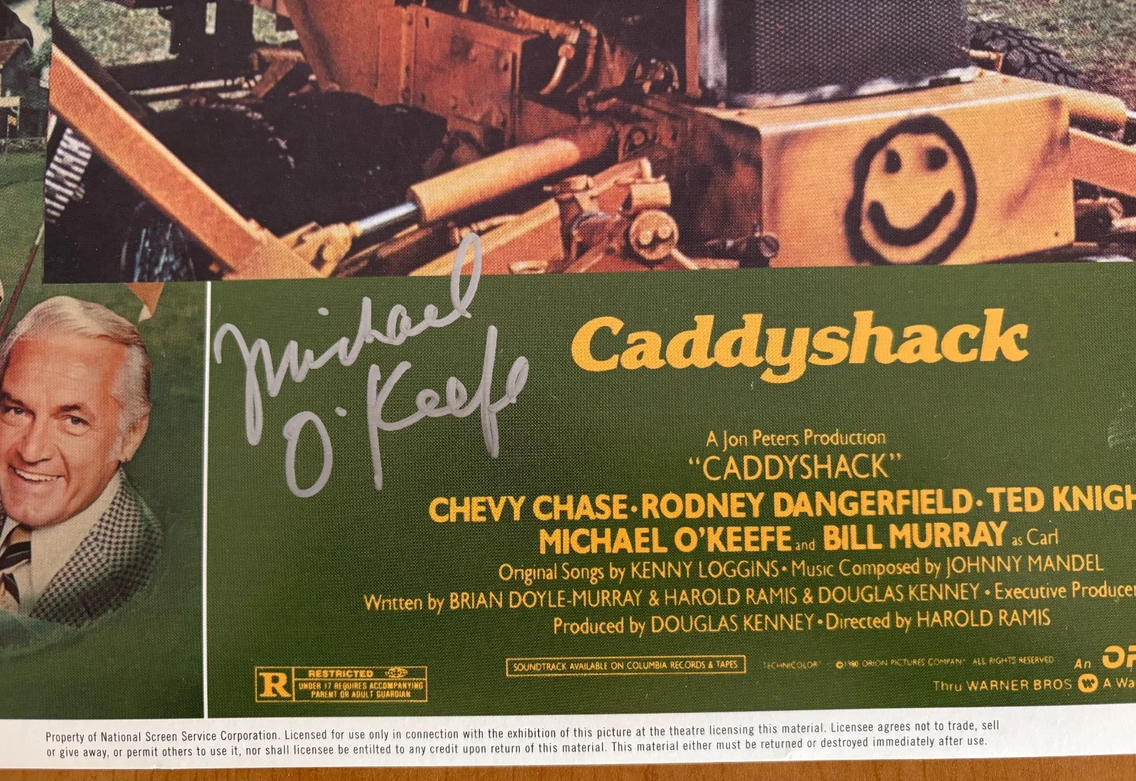 Michael O'Keefe — Michael O'Keefe Signed Caddyshack Lobby Card #4 - 11x14 Inches with COA, image 2