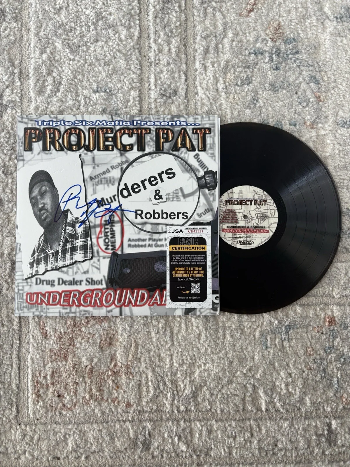 Project Pat Signed Autographed Murderers & Robbers Vinyl Album Underground JSA!, image 2