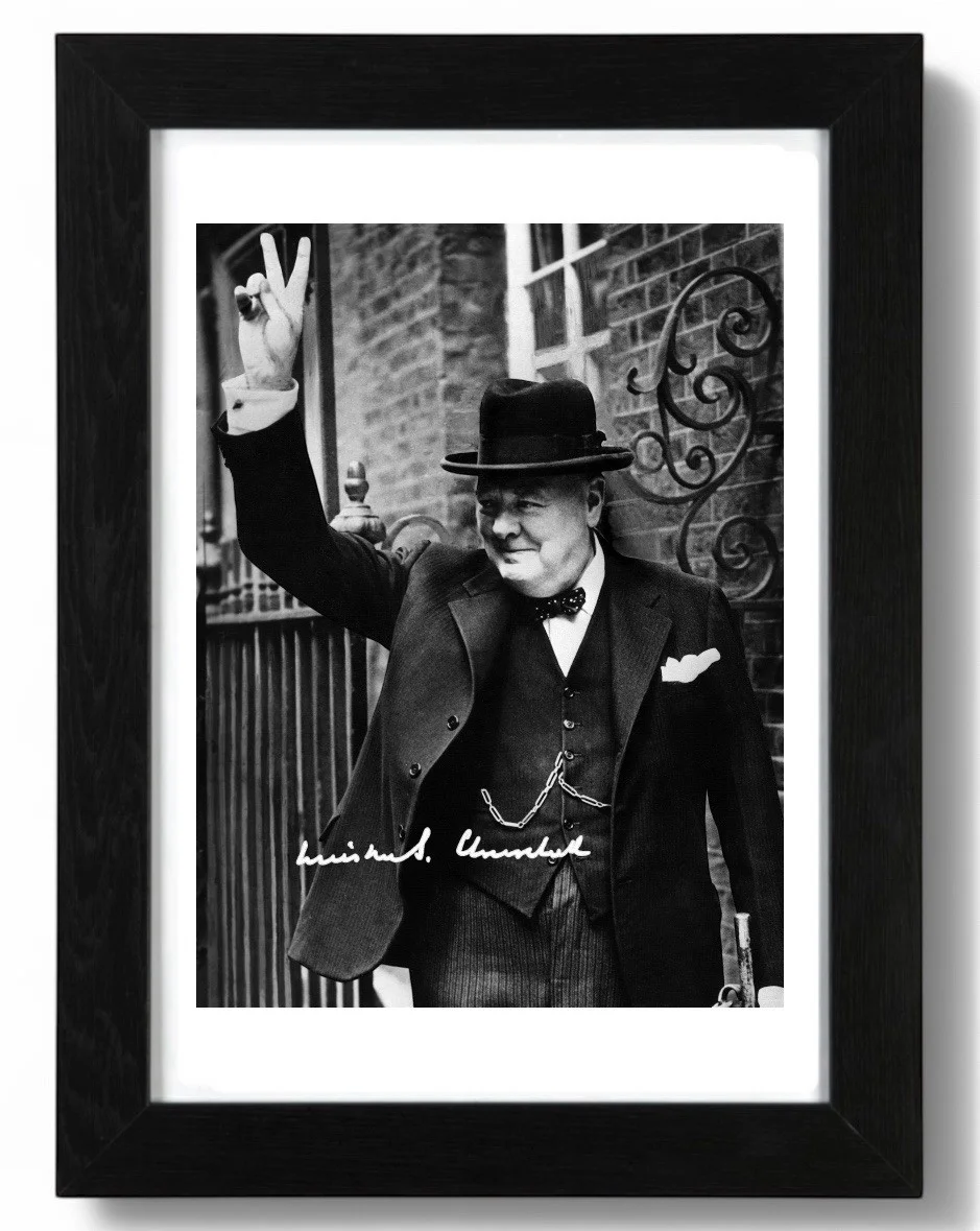 Winston Churchill Signed Autograph PHOTO Pre Print 6x4/A4/ Framed, изображение 2