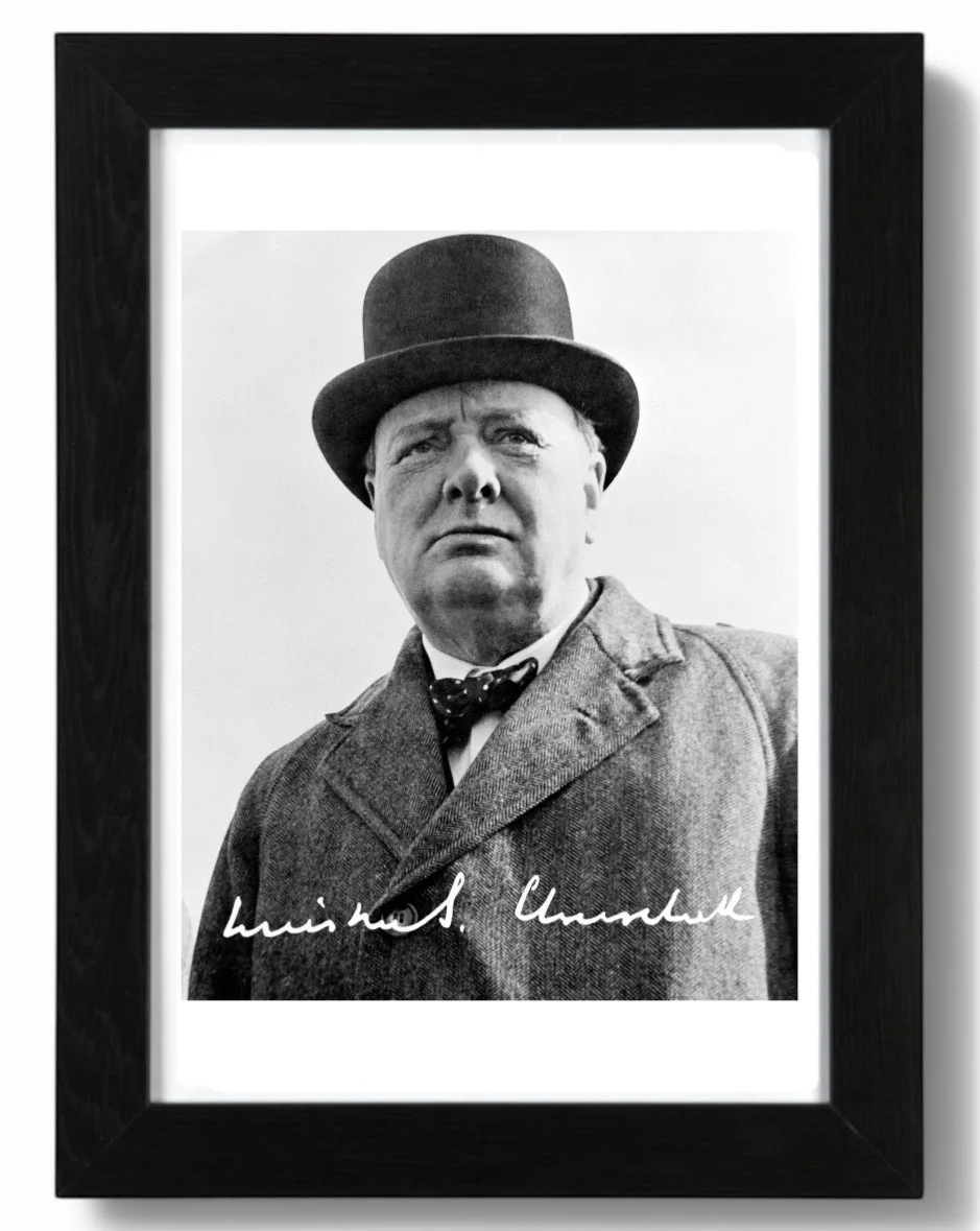 Winston Churchill Signed Autograph PHOTO Pre Print 6x4/A4/ Framed, изображение 3