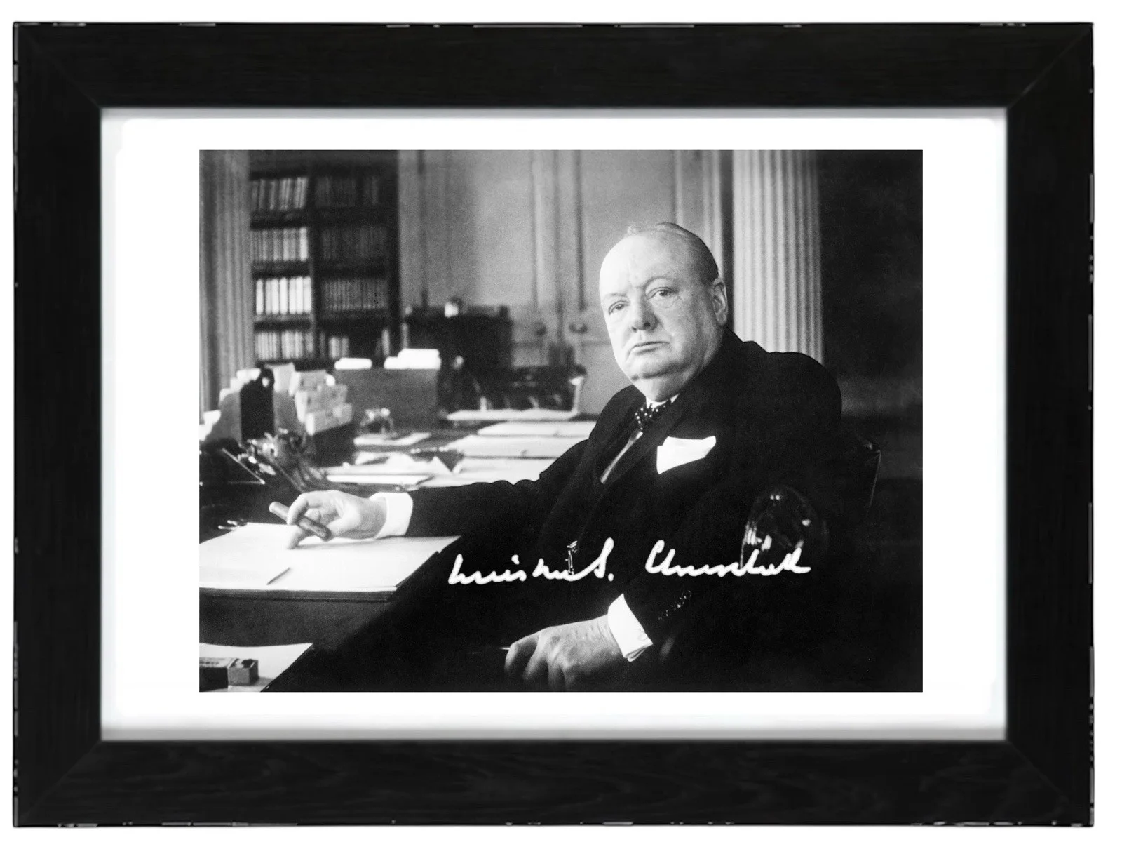 Winston Churchill Signed Autograph PHOTO Pre Print 6x4/A4/ Framed, изображение 2