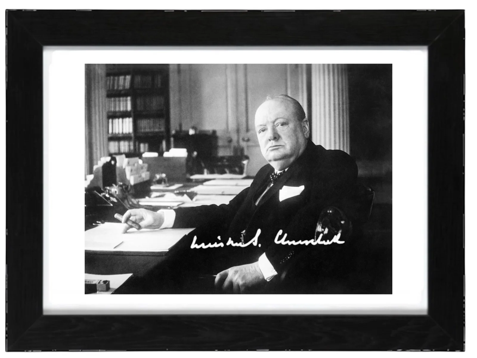 Winston Churchill Signed Autograph PHOTO Pre Print 6x4/A4/ Framed, изображение 3